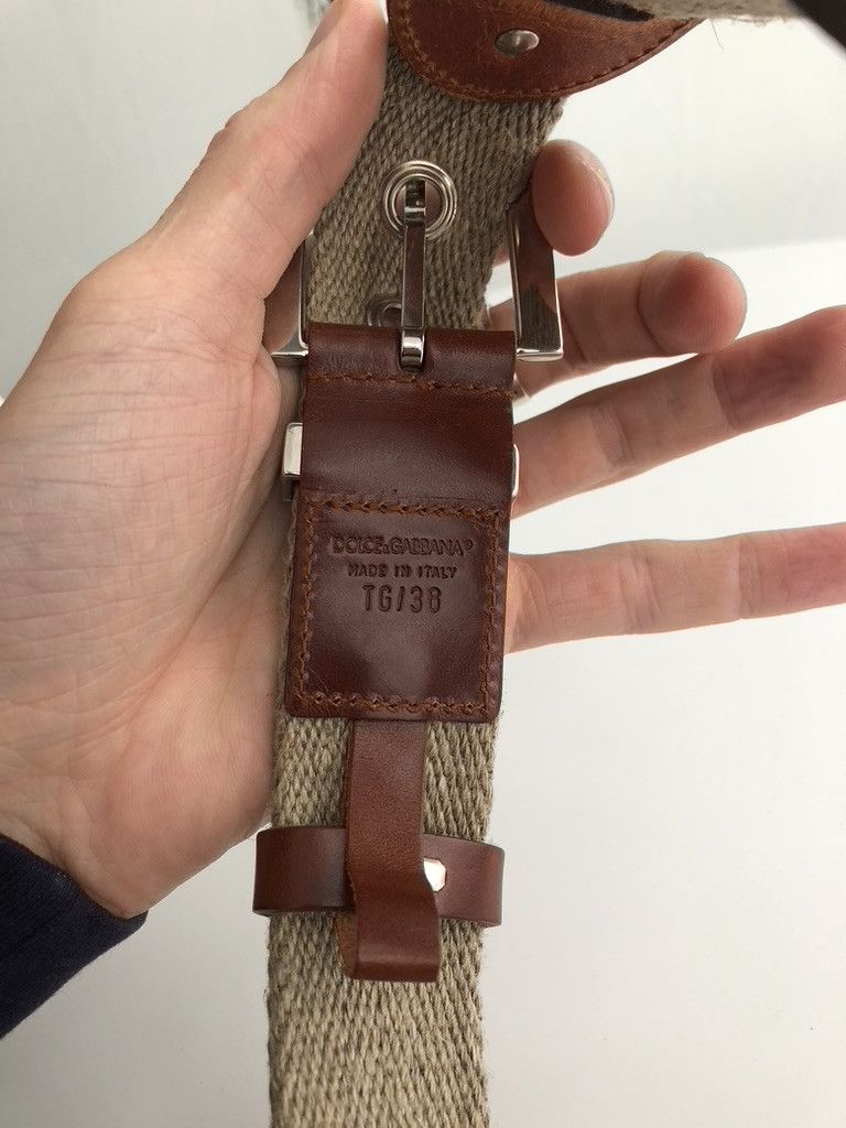 Dolce & Gabbana Dolce & Gabbana Beige Canvas and Leather Women's Belt Size ONE SIZE - 7 Thumbnail