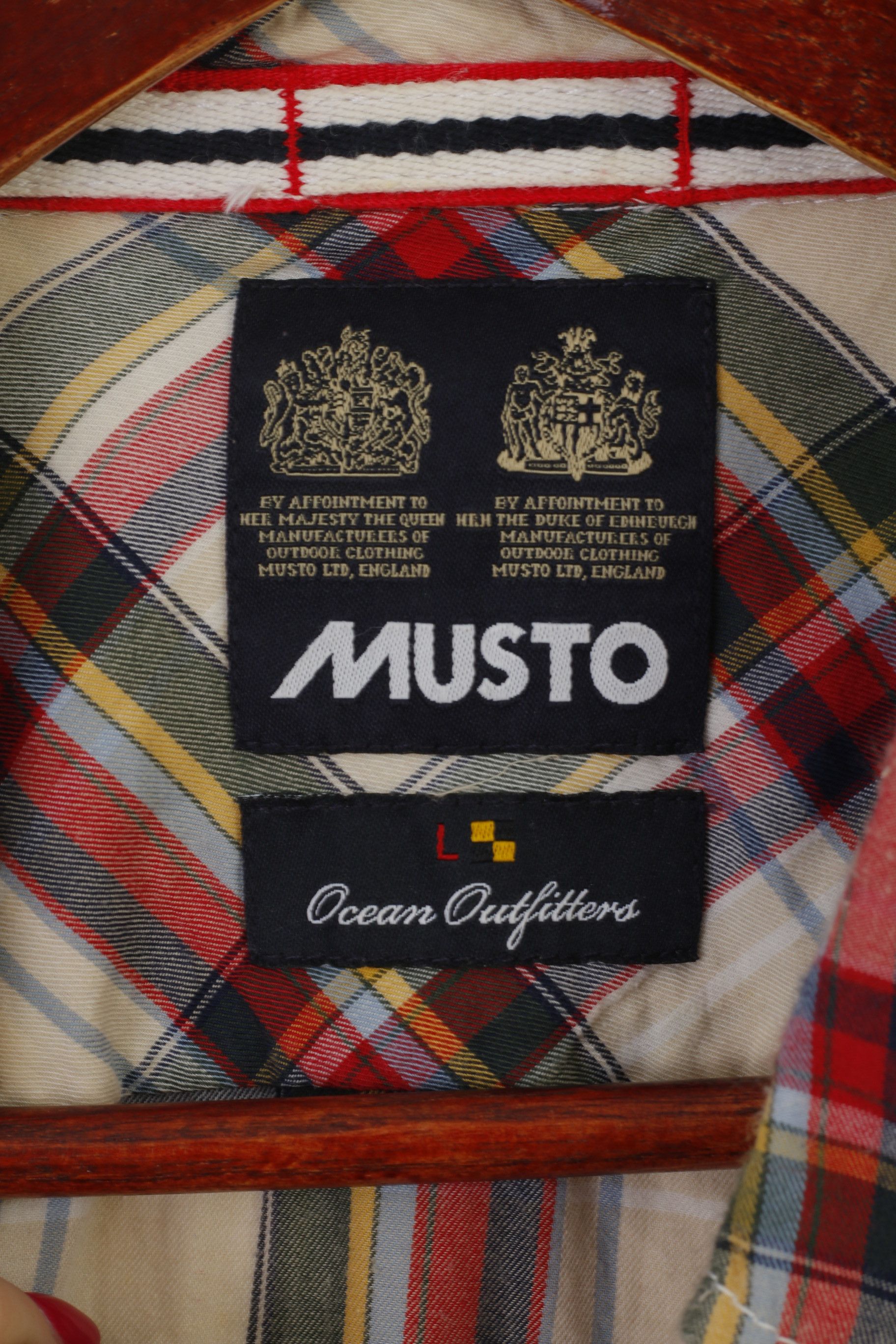 Musto Musto Men L Casual Shirt Beige Check Cotton 0480 Size US L / EU 52-54 / 3 - 4 Thumbnail
