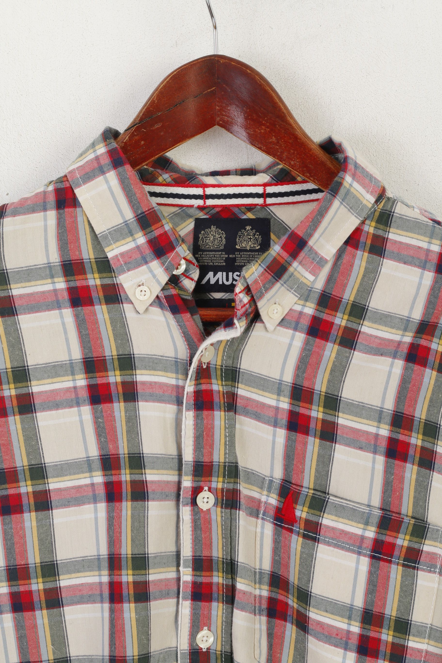Musto Musto Men L Casual Shirt Beige Check Cotton 0480 Size US L / EU 52-54 / 3 - 2 Thumbnail