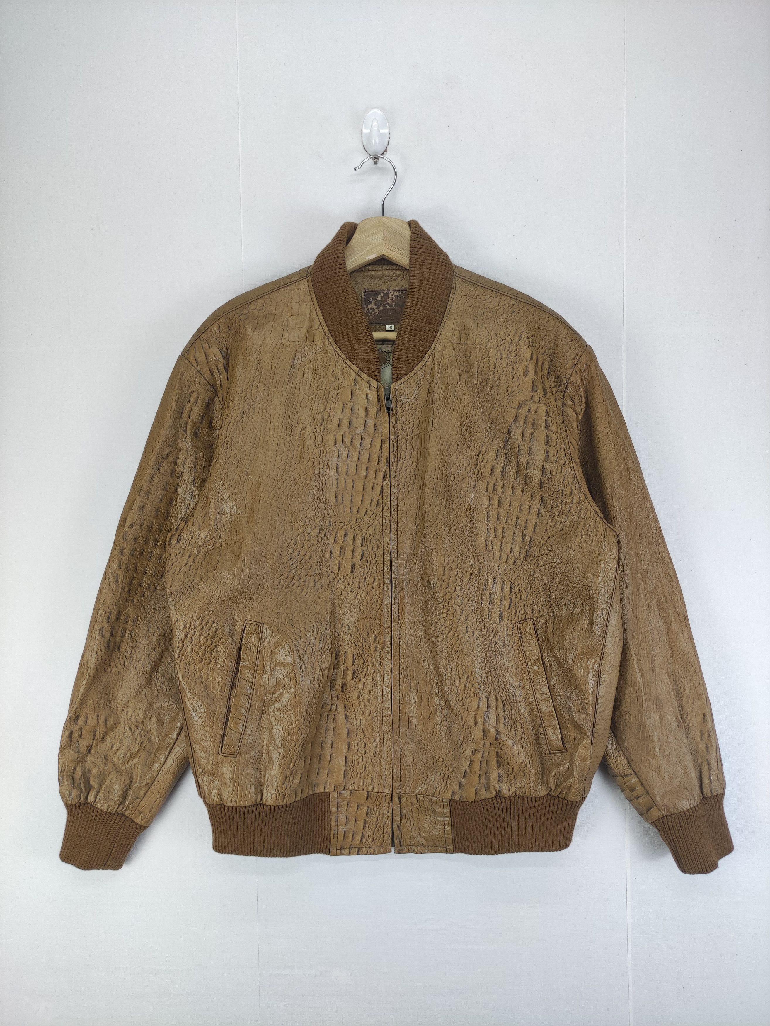 Leather Vintage Crocodile Leather Jacket Zipper Size US L / EU 52-54 / 3 - 1 Thumbnail