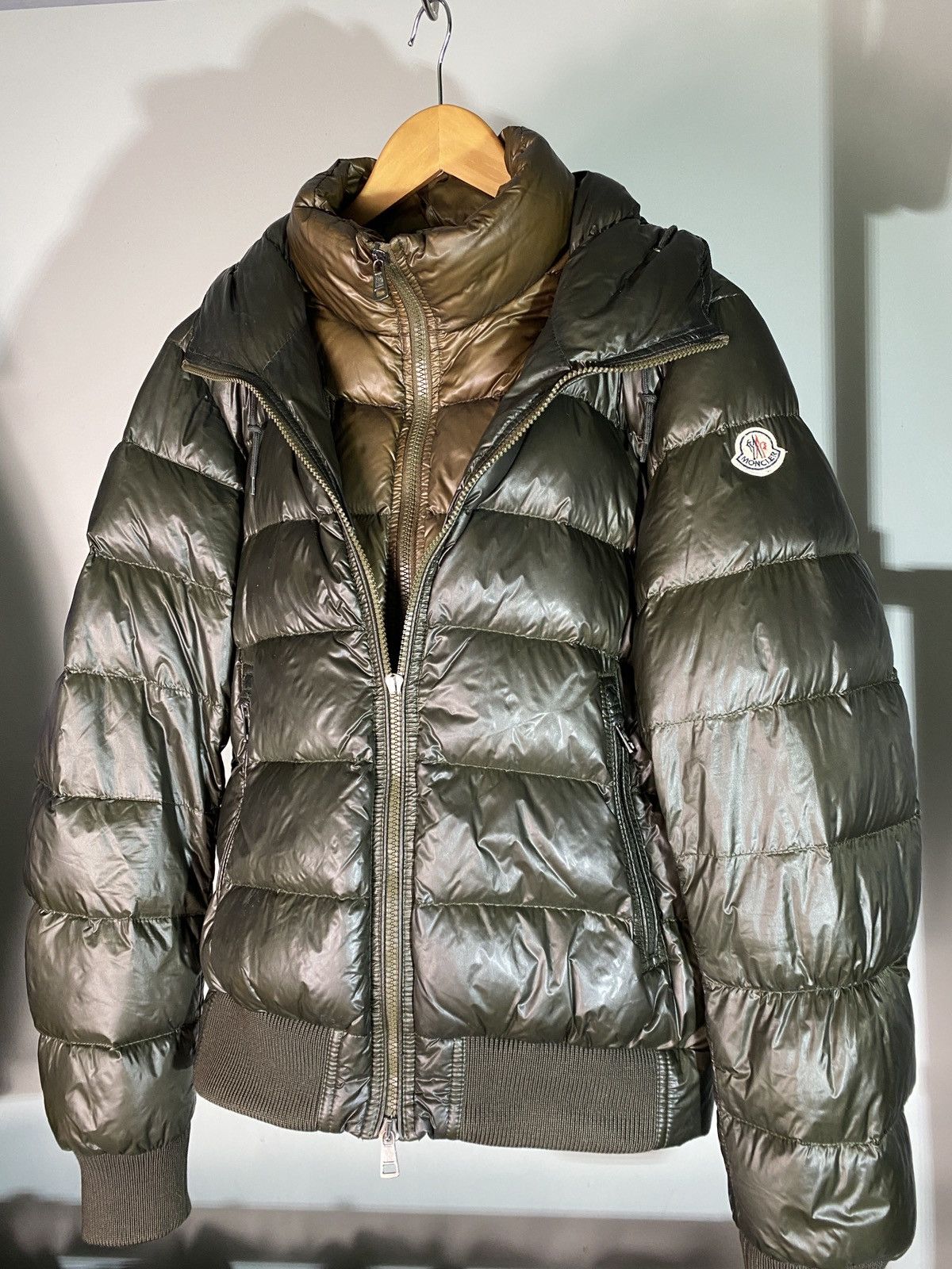 image of Moncler Marque Down Jacket 2(M) Male in Dark Brown, Men's (Size Medium)