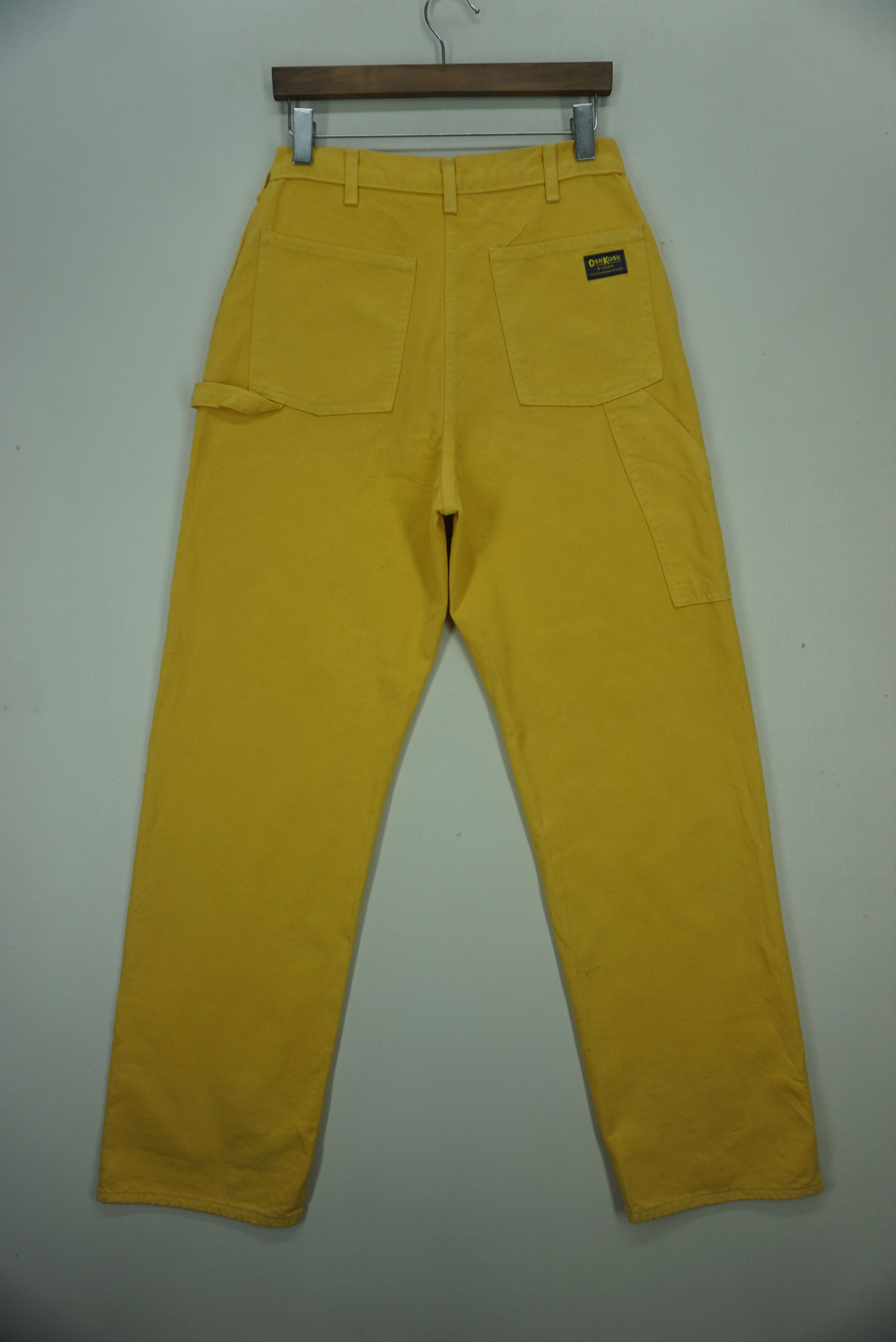 image of Made In USA x Oshkosh Baggy Carpenter Jeans High Rise Workwear Dungarees Talon in Yellow (Size 31)