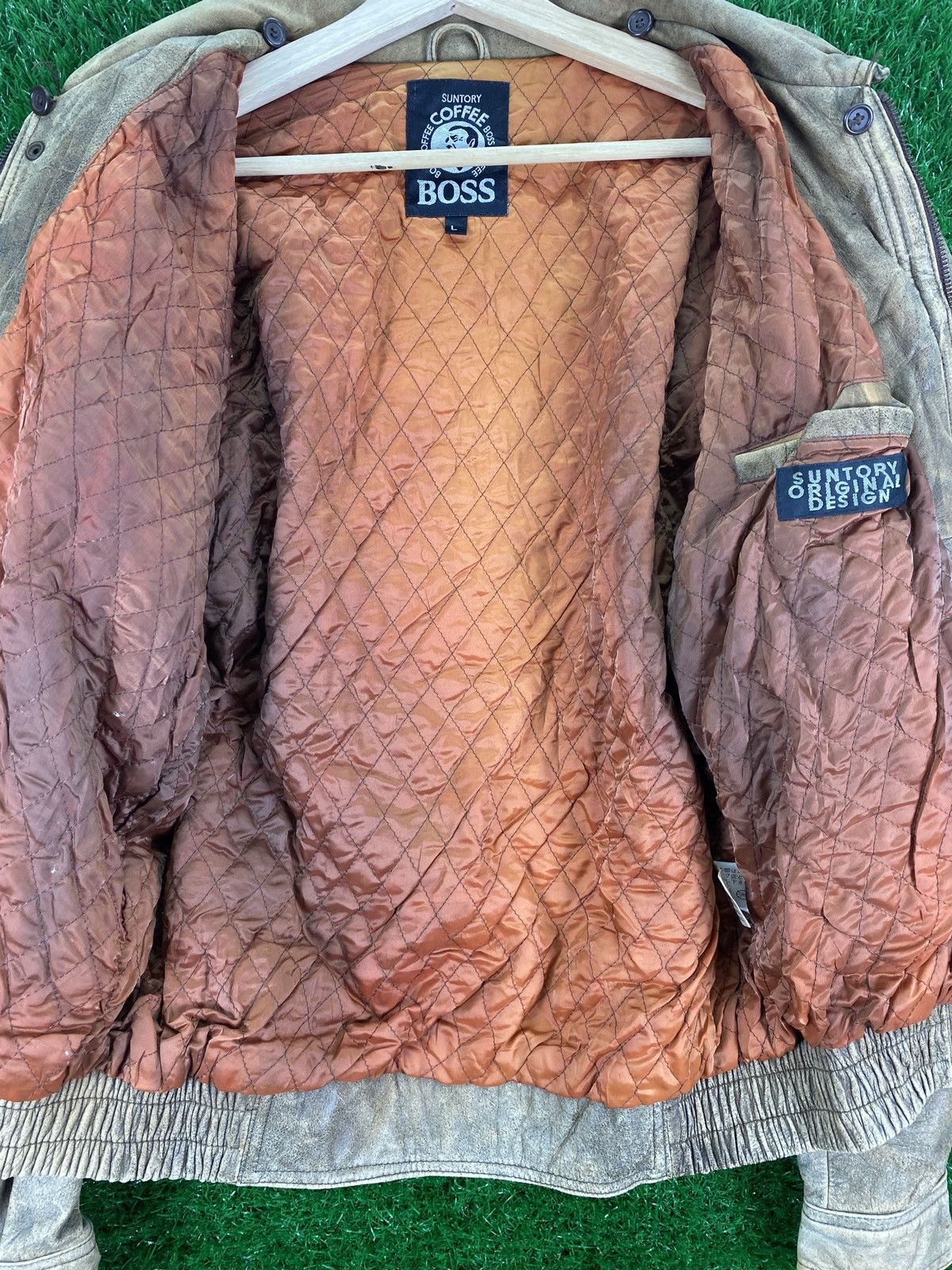 Vintage Vintage 90s Suntory Coffee Boss Leather Bomber Jacket Size US L / EU 52-54 / 3 - 7 Thumbnail