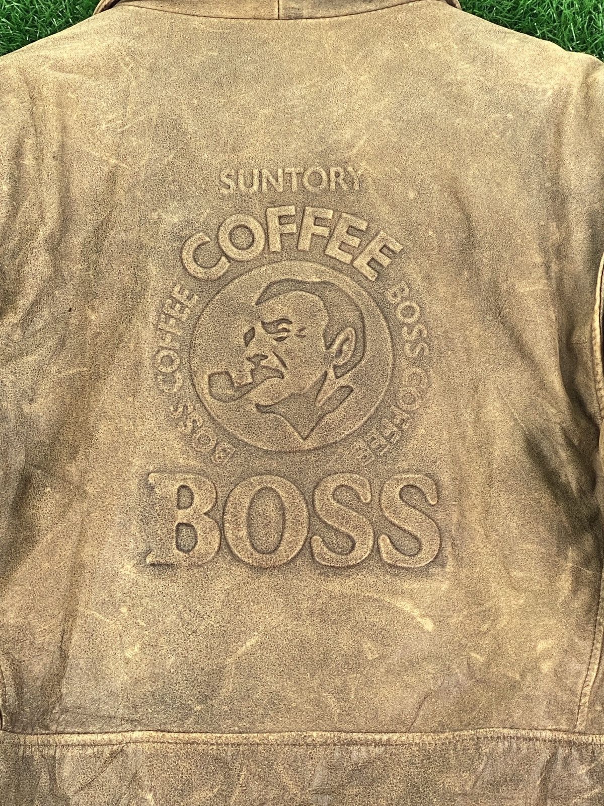 Vintage Vintage 90s Suntory Coffee Boss Leather Bomber Jacket Size US L / EU 52-54 / 3 - 3 Thumbnail