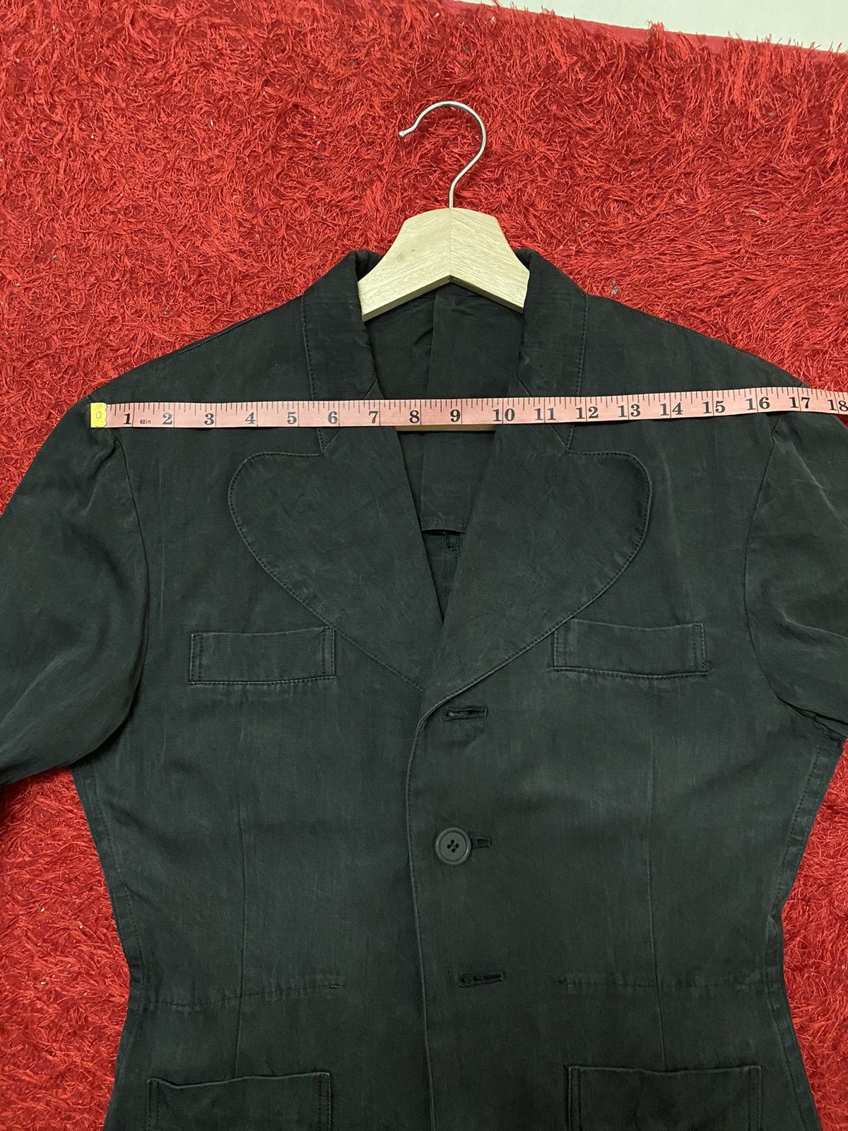 Vintage × Y's × Yohji Yamamoto VINTAGE YOHJI YAMAMOTO LOVE COLLAR OLD BLACK COAT Size S / US 4 / IT 40 - 15 Thumbnail