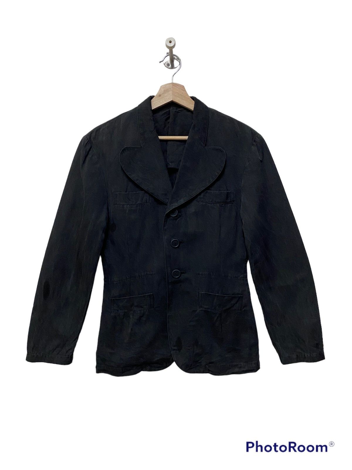 Vintage × Y's × Yohji Yamamoto VINTAGE YOHJI YAMAMOTO LOVE COLLAR OLD BLACK COAT Size S / US 4 / IT 40 - 1 Thumbnail