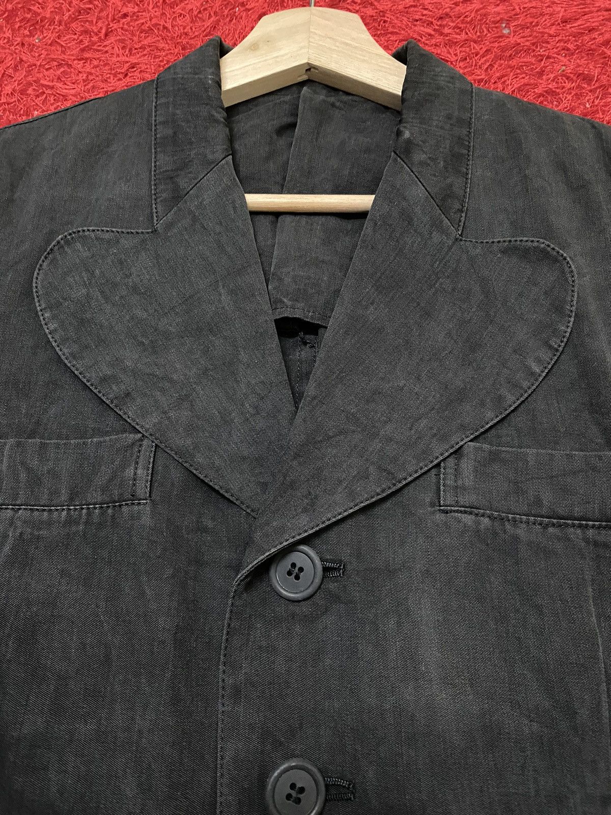 Vintage × Y's × Yohji Yamamoto VINTAGE YOHJI YAMAMOTO LOVE COLLAR OLD BLACK COAT Size S / US 4 / IT 40 - 6 Thumbnail
