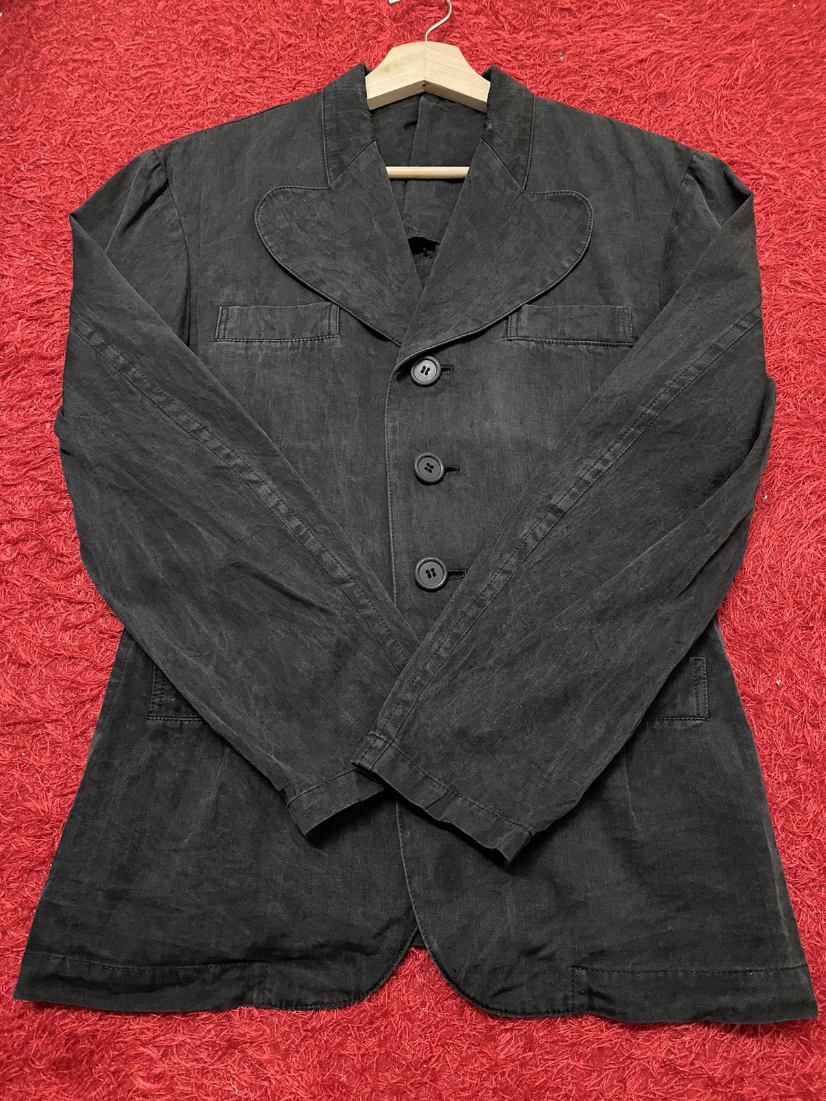 Vintage × Y's × Yohji Yamamoto VINTAGE YOHJI YAMAMOTO LOVE COLLAR OLD BLACK COAT Size S / US 4 / IT 40 - 5 Thumbnail