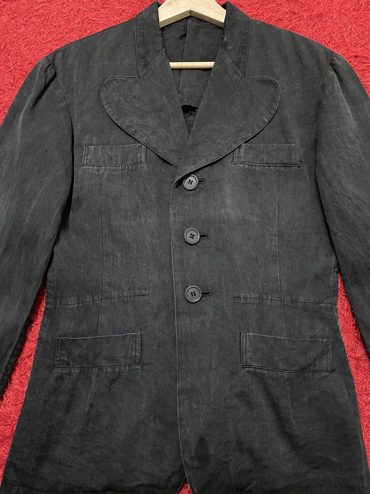 Vintage × Y's × Yohji Yamamoto VINTAGE YOHJI YAMAMOTO LOVE COLLAR OLD BLACK COAT Size S / US 4 / IT 40 - 3 Thumbnail