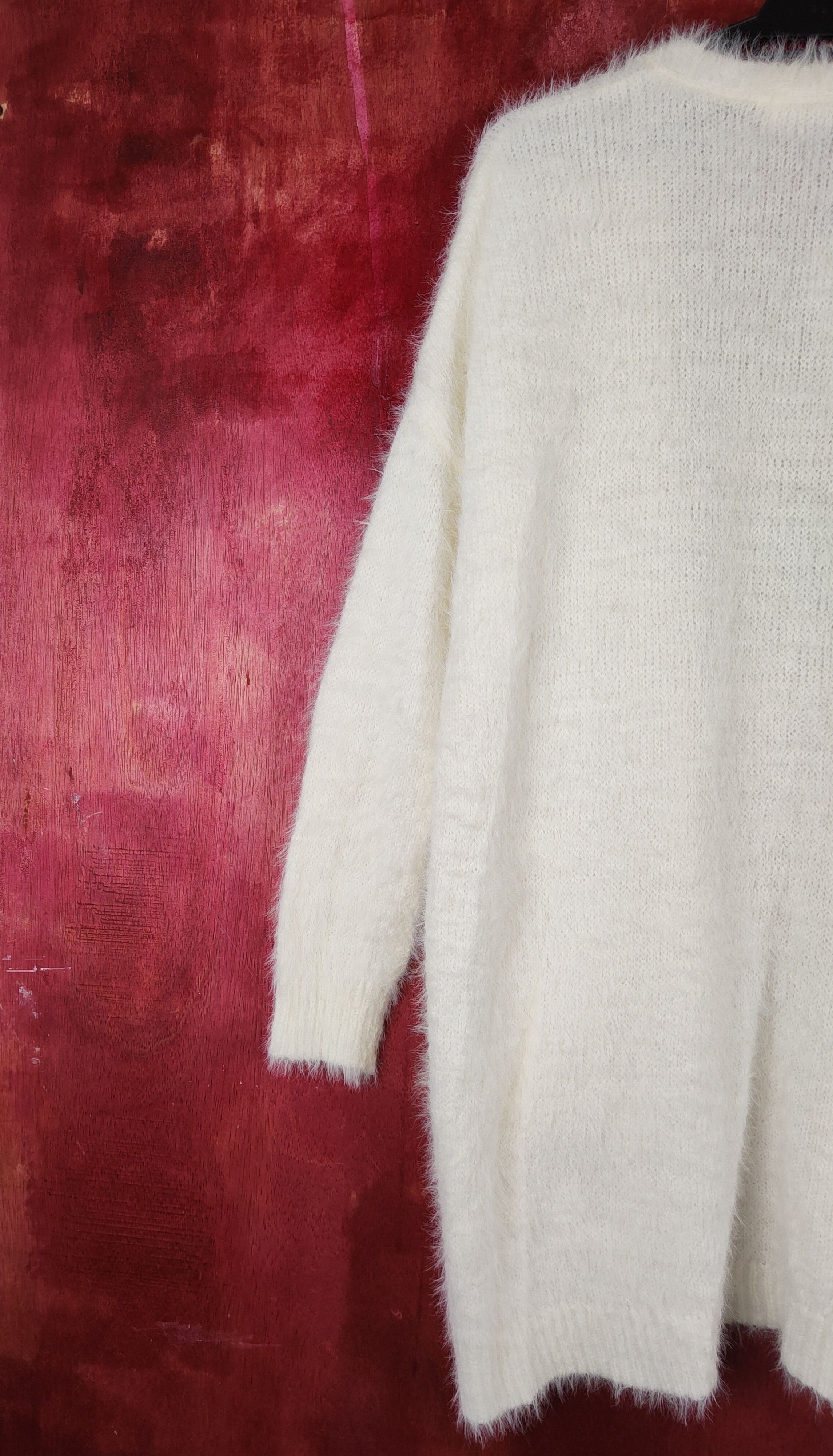 Homespun Knitwear × Japanese Brand abc une face Ivory Shag Shaggy Fur Mohair Cardigan #S805 Size US M / EU 48-50 / 2 - 8 Thumbnail
