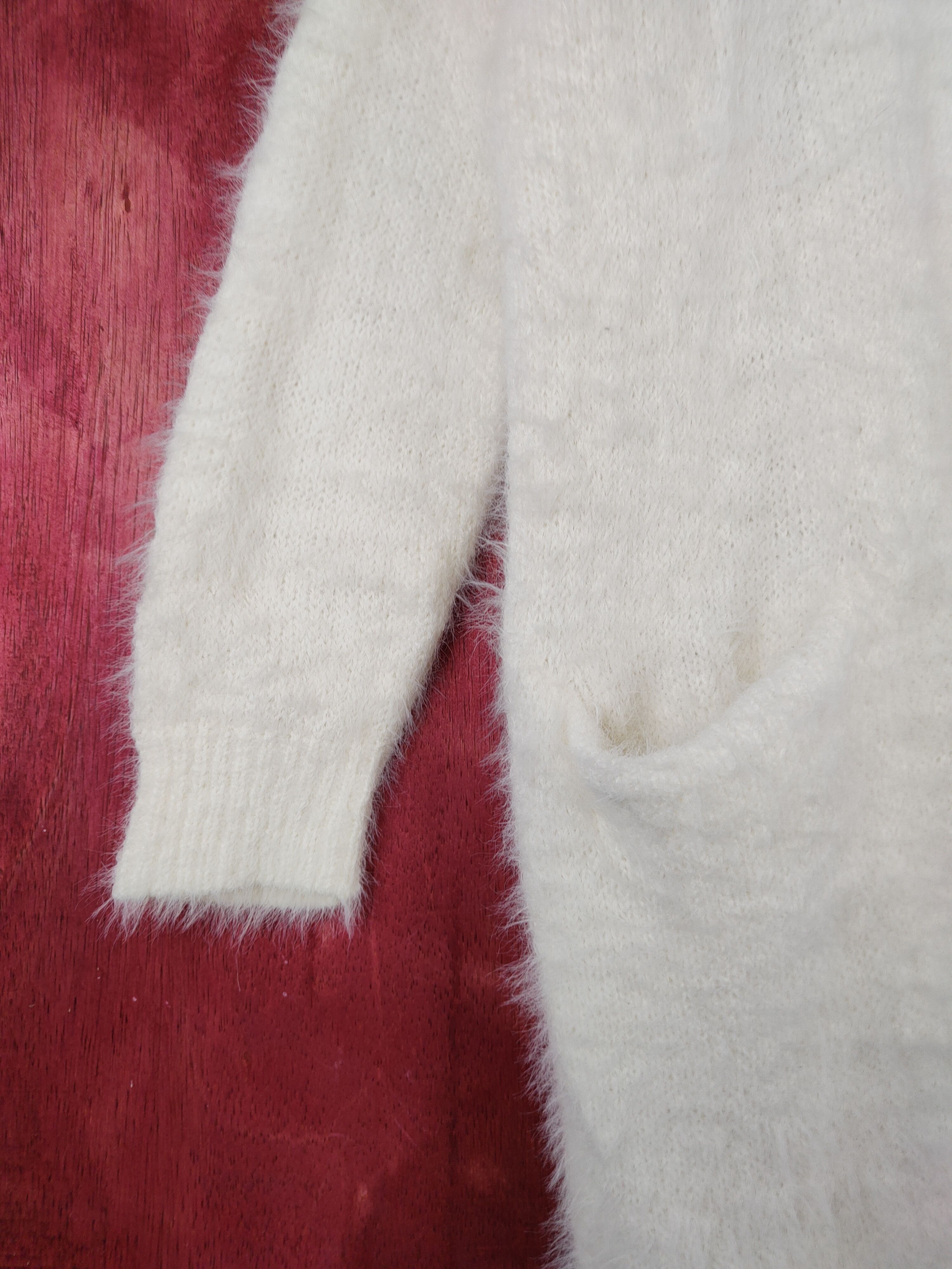 Homespun Knitwear × Japanese Brand abc une face Ivory Shag Shaggy Fur Mohair Cardigan #S805 Size US M / EU 48-50 / 2 - 4 Thumbnail
