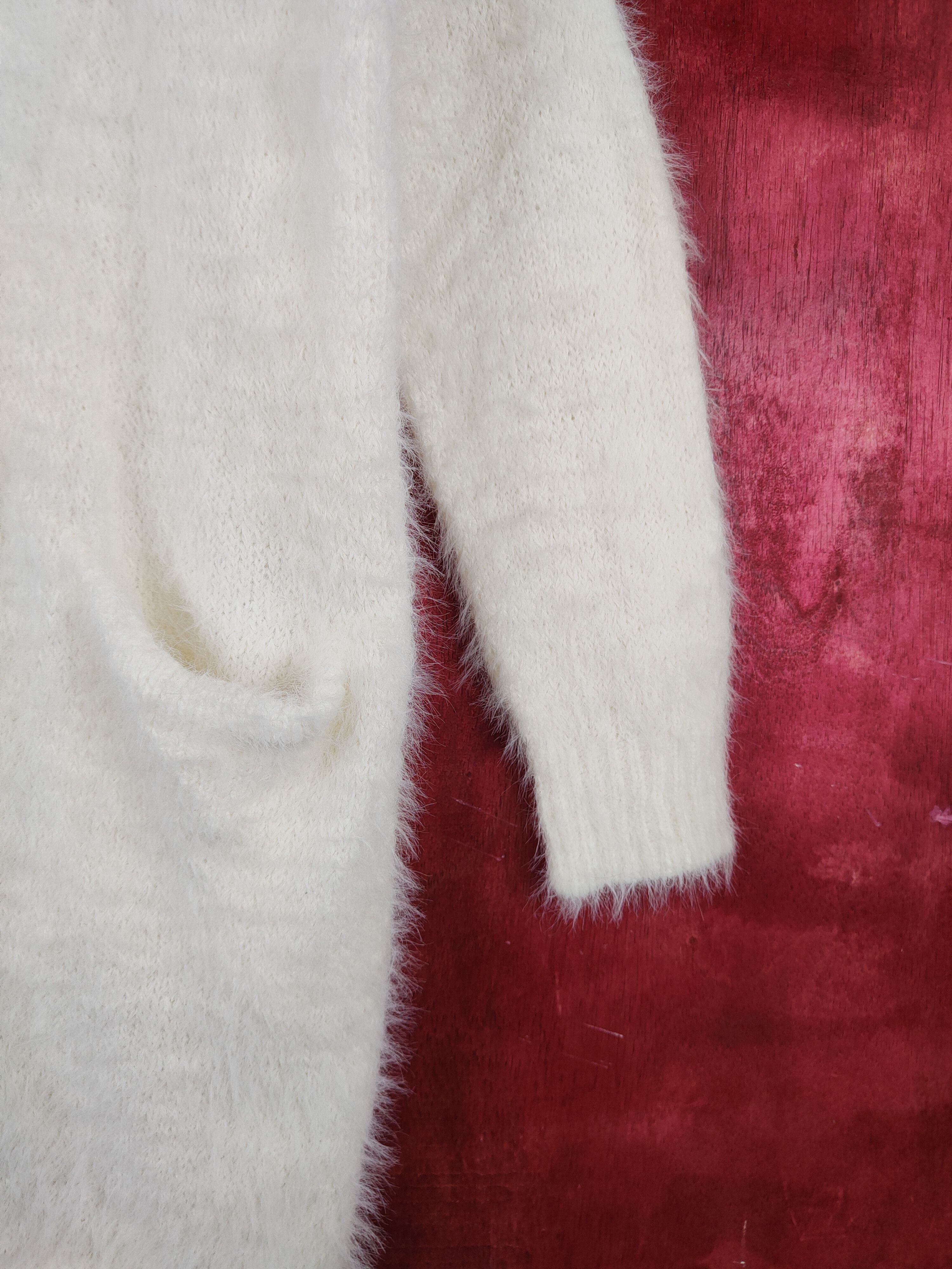 Homespun Knitwear × Japanese Brand abc une face Ivory Shag Shaggy Fur Mohair Cardigan #S805 Size US M / EU 48-50 / 2 - 6 Thumbnail