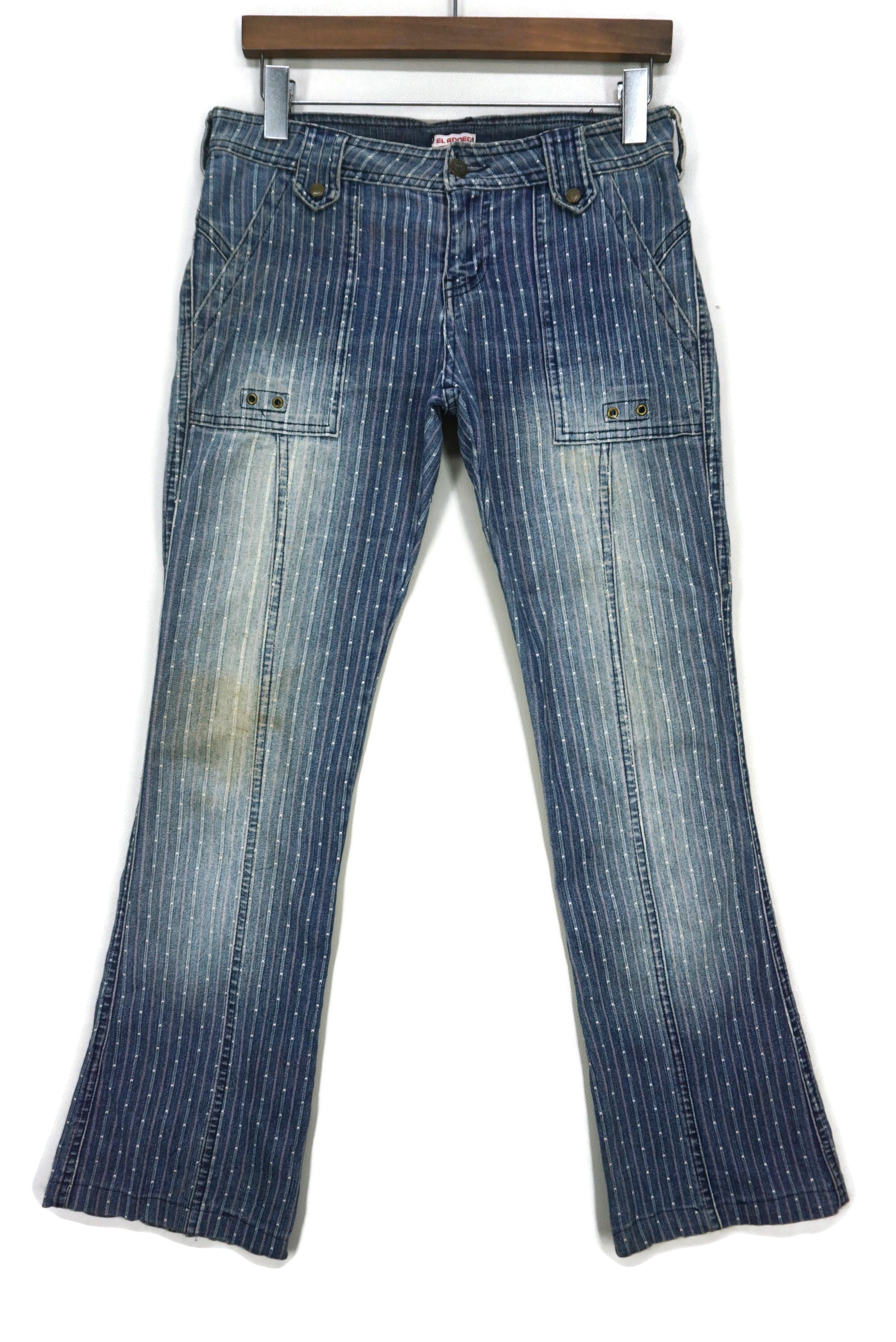 image of Distressed Denim x Rodeo Bootcut Dungarees El Rodeo Carpenter Flare Pants 3D Pocket in Blue, Women'