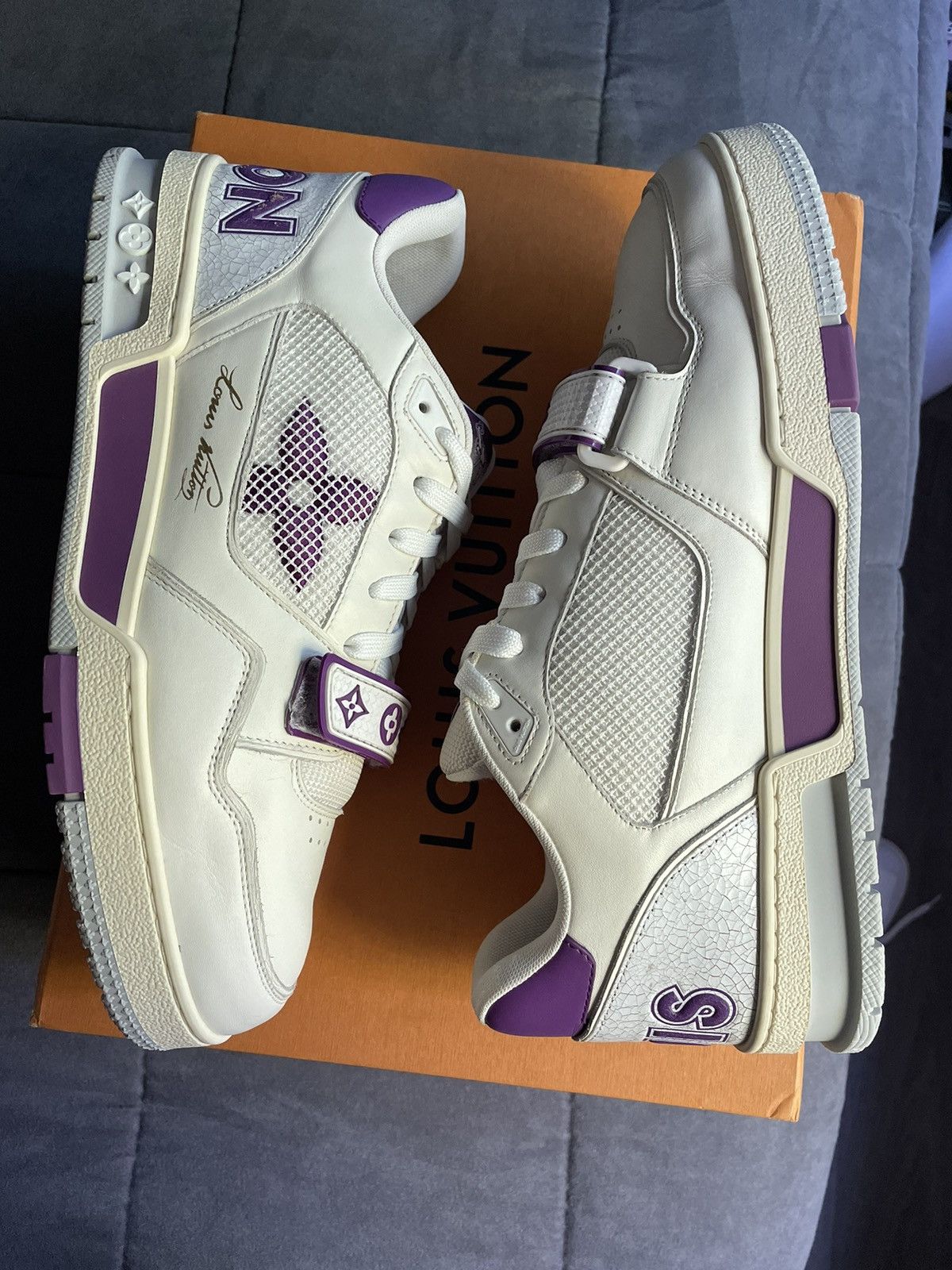 Louis Vuitton Louis Vuitton White Purple Mesh Strap Trainer Sneaker Size US 9 / EU 42 - 1 Thumbnail
