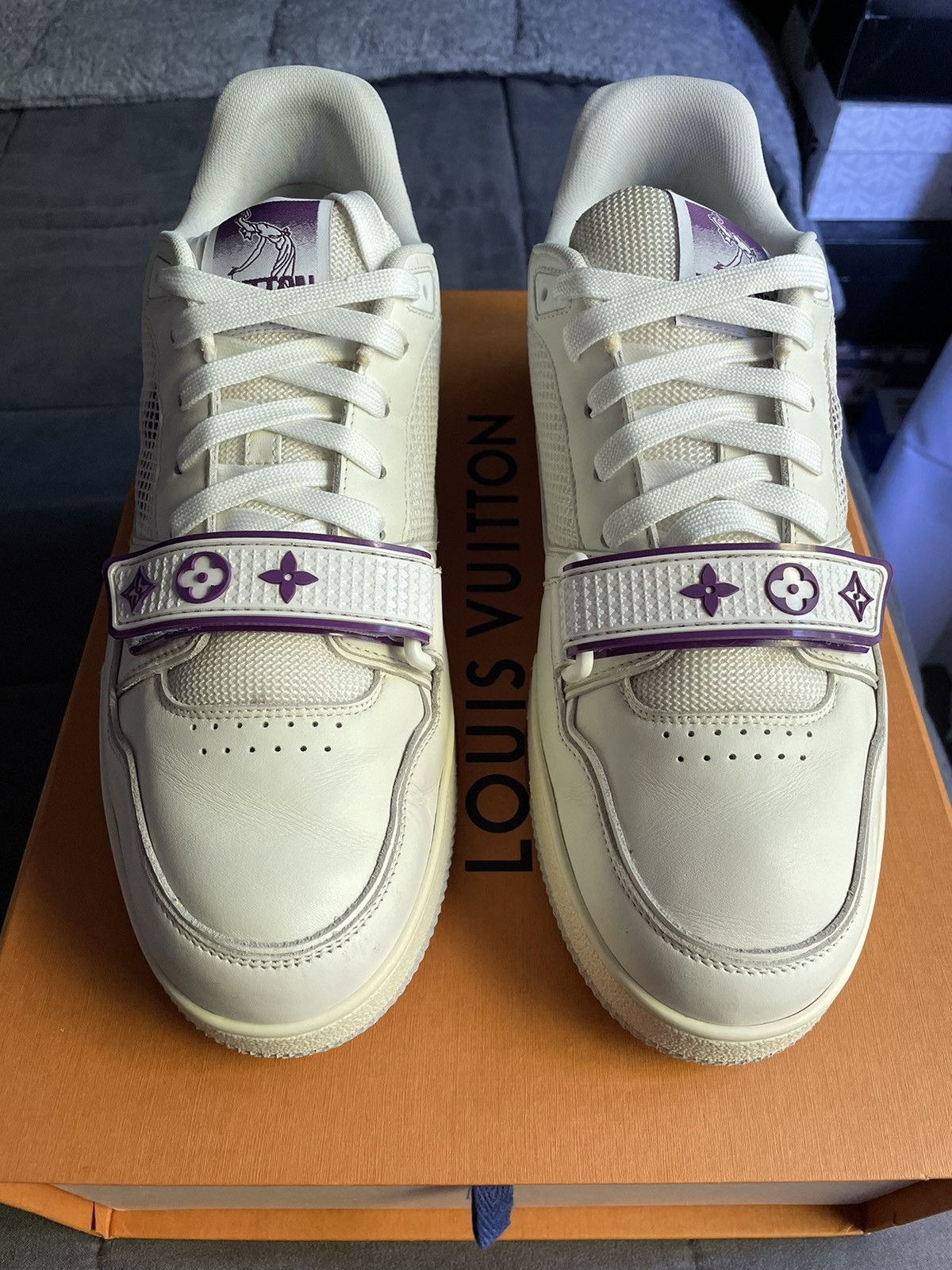 Louis Vuitton Louis Vuitton White Purple Mesh Strap Trainer Sneaker Size US 9 / EU 42 - 3 Thumbnail