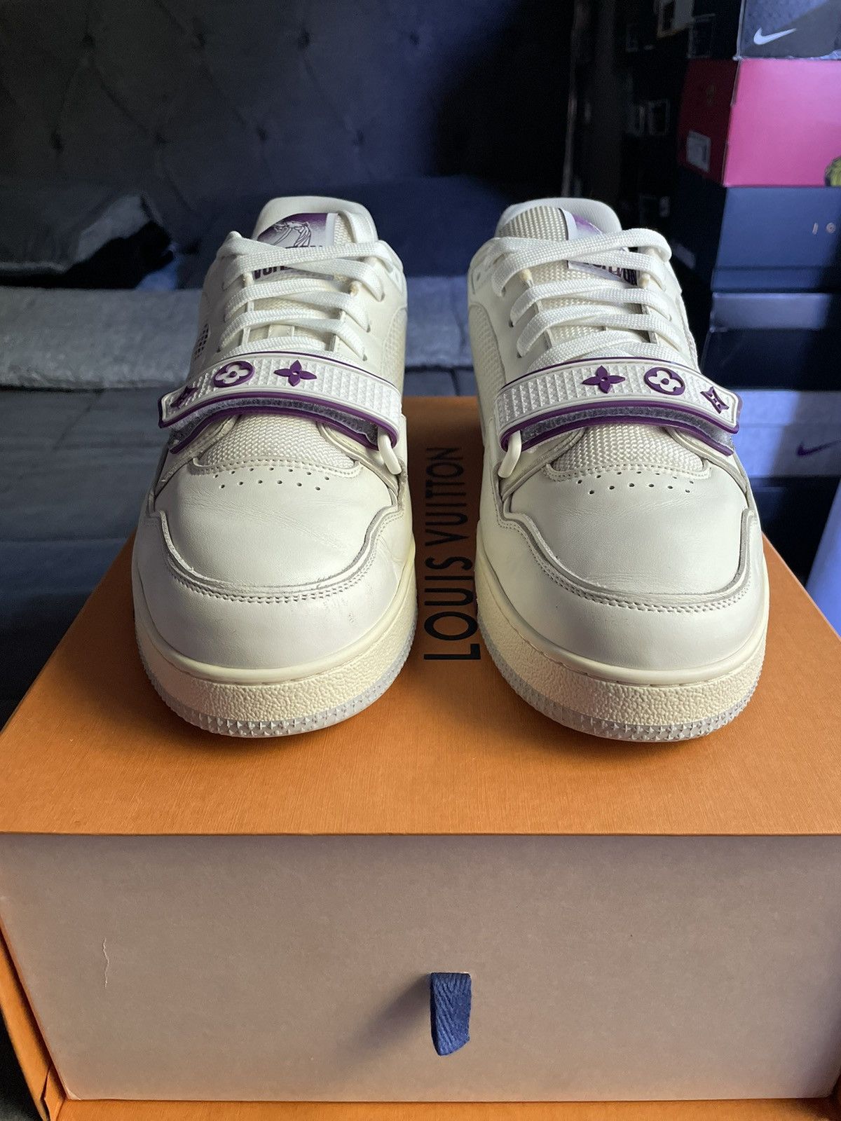 Louis Vuitton Louis Vuitton White Purple Mesh Strap Trainer Sneaker Size US 9 / EU 42 - 4 Thumbnail