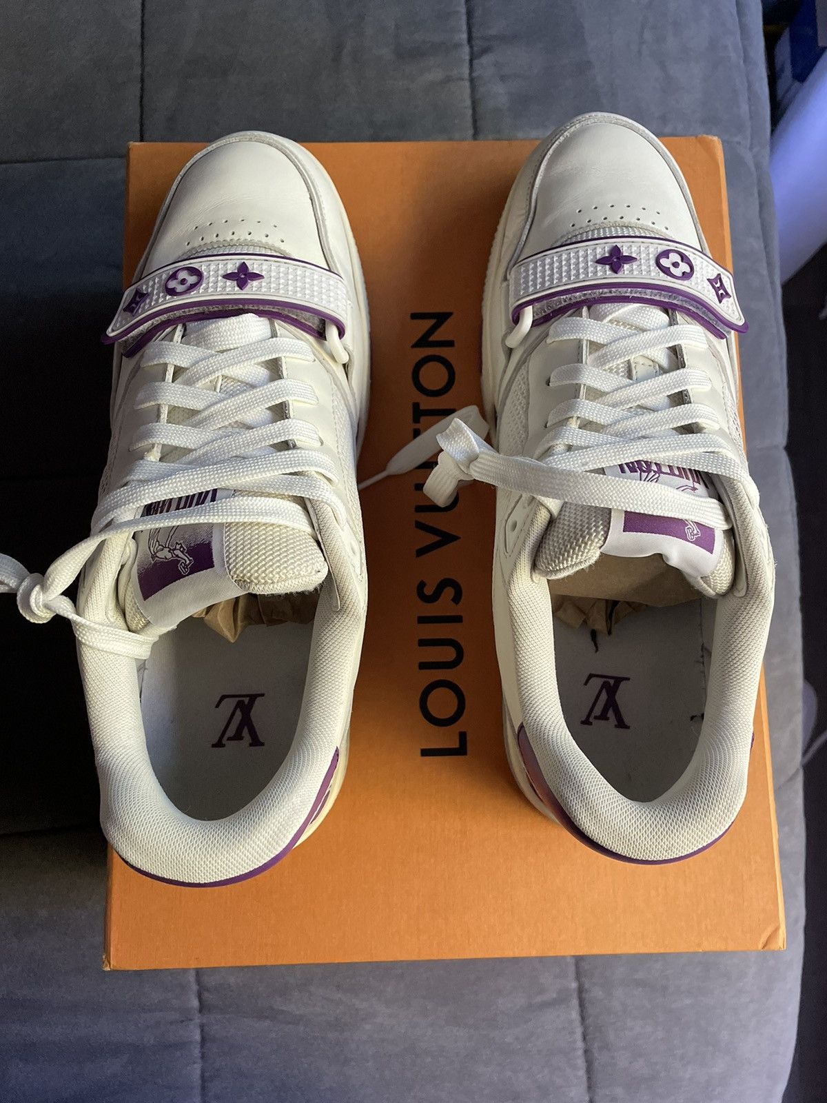 Louis Vuitton Louis Vuitton White Purple Mesh Strap Trainer Sneaker Size US 9 / EU 42 - 7 Thumbnail