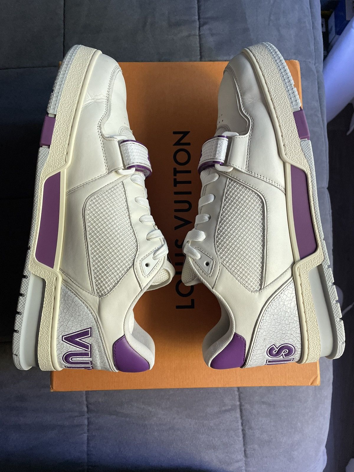 Louis Vuitton Louis Vuitton White Purple Mesh Strap Trainer Sneaker Size US 9 / EU 42 - 5 Thumbnail