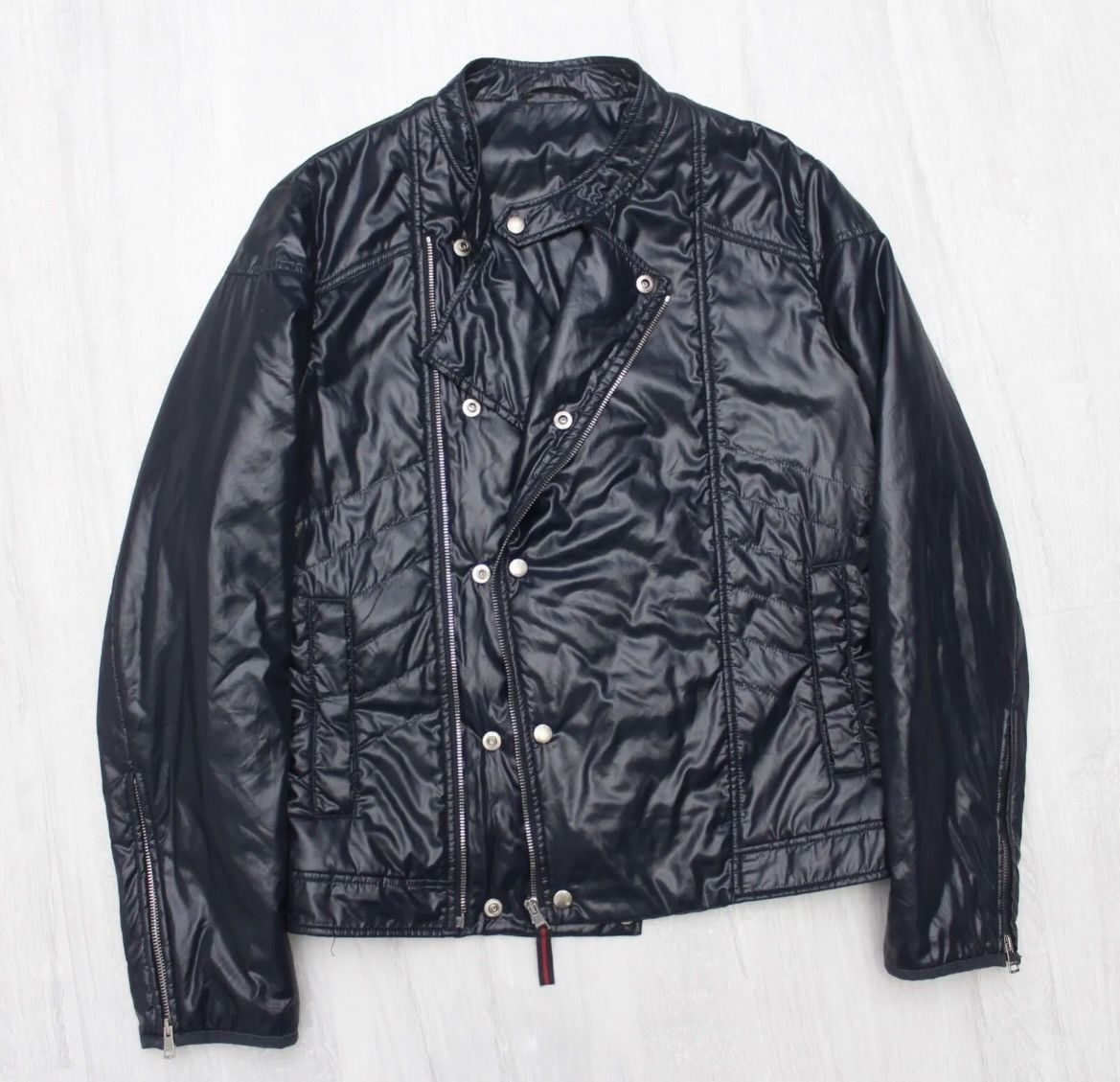 Gucci Men's RARE GUCCI Biker Full Zip Jacket Quilted Navy 50 ~S-M Size US M / EU 48-50 / 2 - 1 Thumbnail