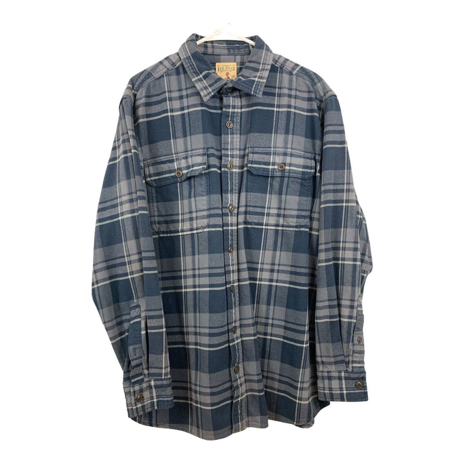 Redhead Red Head Brand Co. Gray/Blue Plaid Heavy Flannel Shirt XLT ...