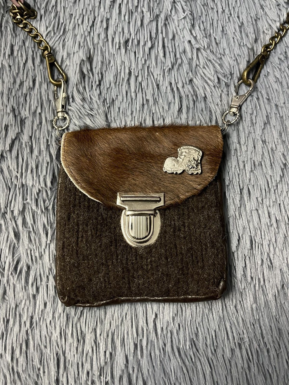 Japanese Brand × Vintage Cowboy Western Vintage 90s real fur / leather / wool bag Size ONE SIZE - 2 Thumbnail