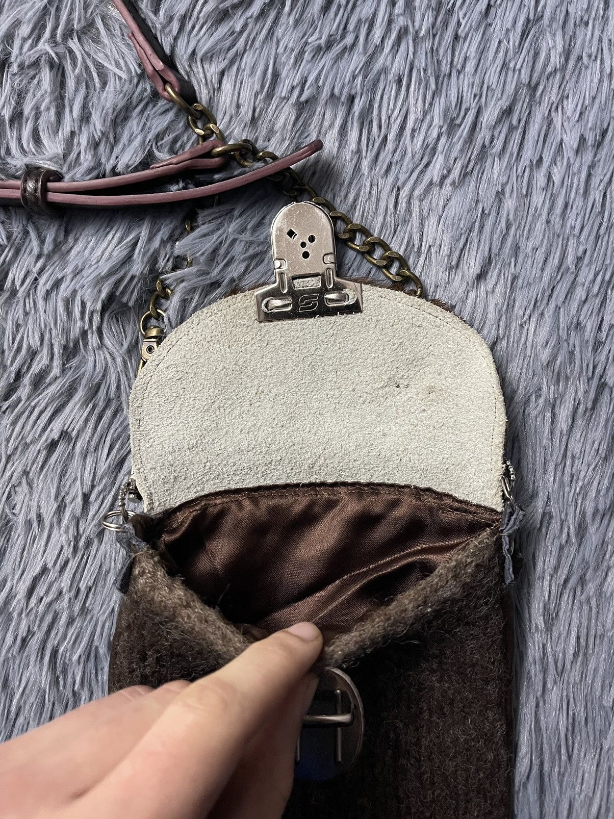 Japanese Brand × Vintage Cowboy Western Vintage 90s real fur / leather / wool bag Size ONE SIZE - 7 Thumbnail