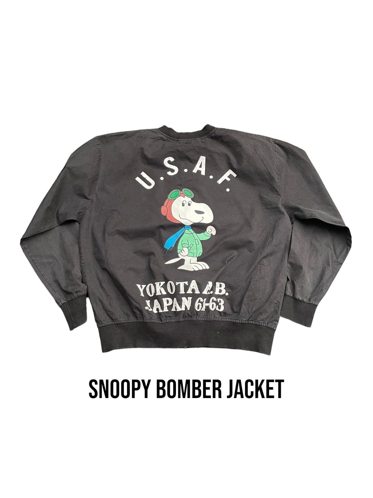 image of Snoopy Usaf Bomber Jacket in Black, Men's (Size XL)