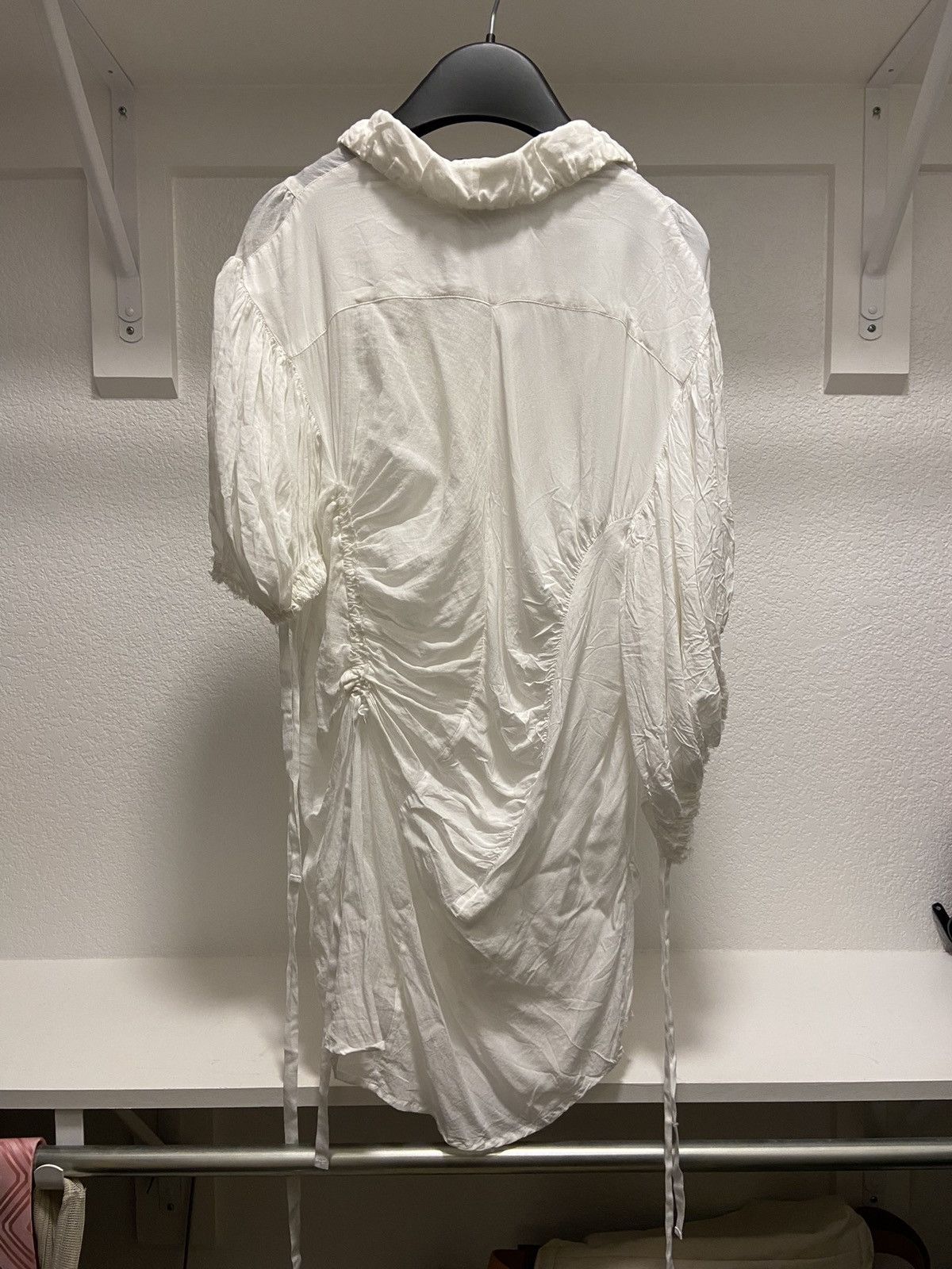 Ann Demeulemeester Asymmetric Gathered Short Sleeve Shirt