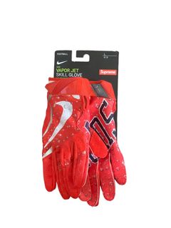 Authentic Supreme Nike Vapor Jet Football Gloves FW18 Red- Size Small SHIPS  FAST