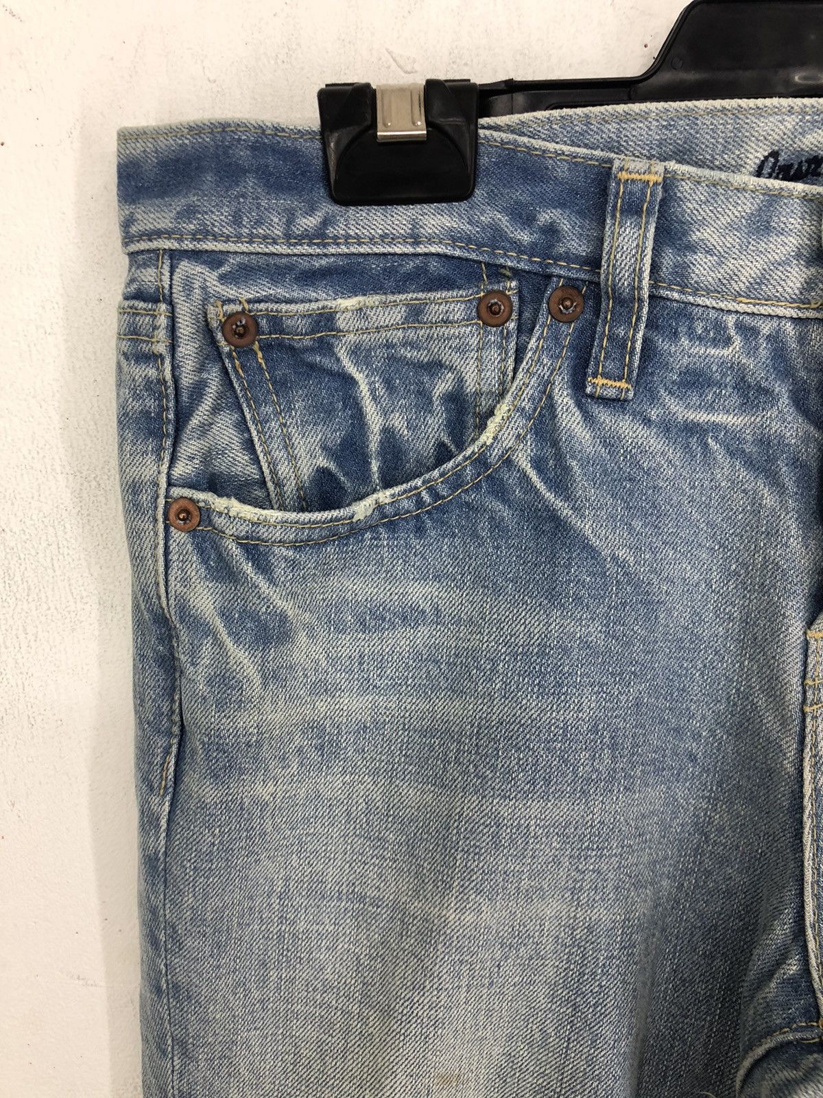 Japanese Brand Lowrys Farm Distressed Faded Blue Jeans