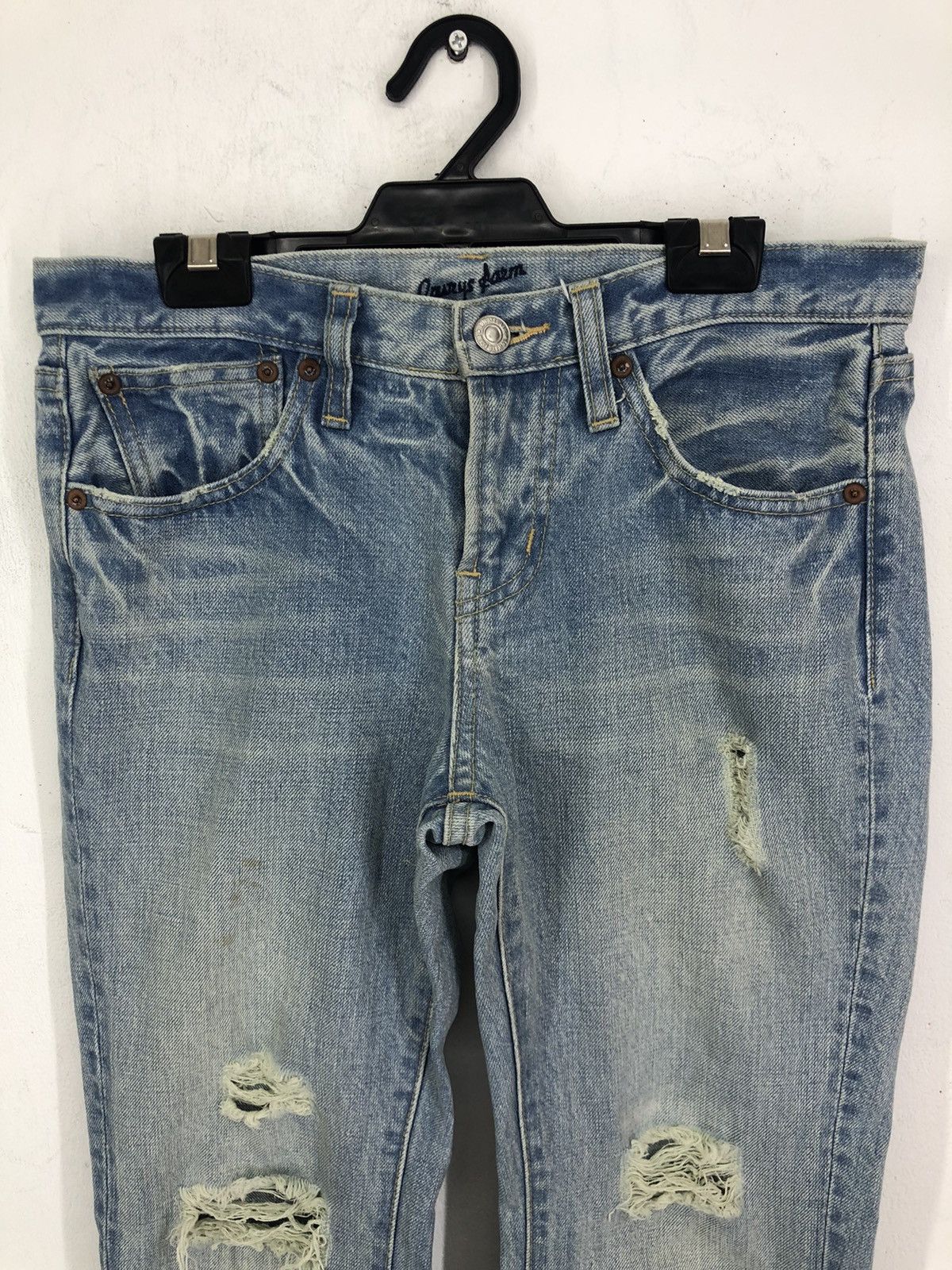 Japanese Brand Lowrys Farm Distressed Faded Blue Jeans