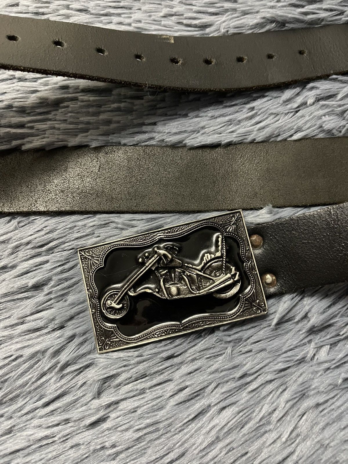 Cowboy Equipment × Genuine Leather × Vintage Vintage 90s biker motorcycle logo real leather belt Size 32 - 2 Thumbnail