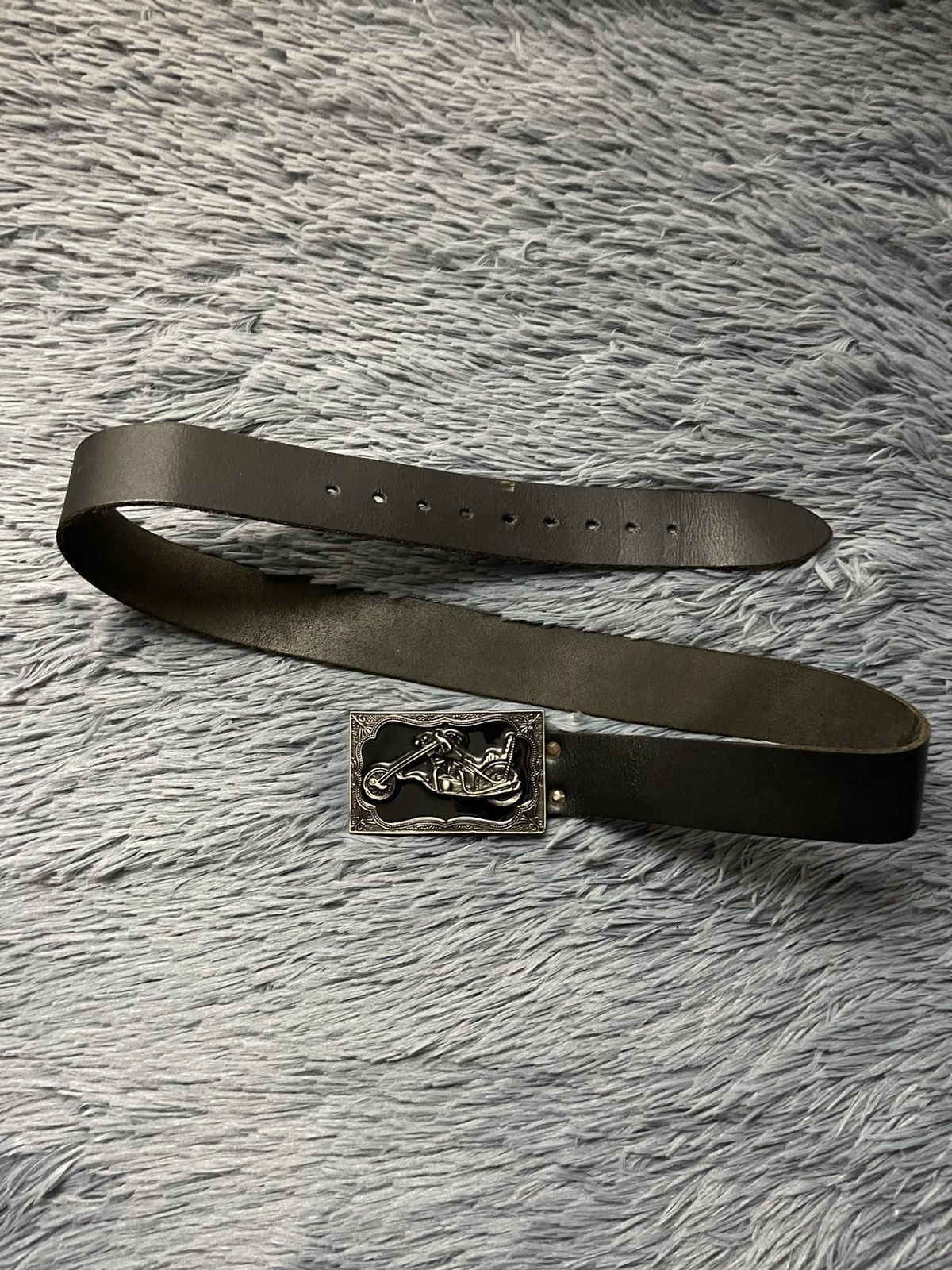 Cowboy Equipment × Genuine Leather × Vintage Vintage 90s biker motorcycle logo real leather belt Size 32 - 1 Thumbnail