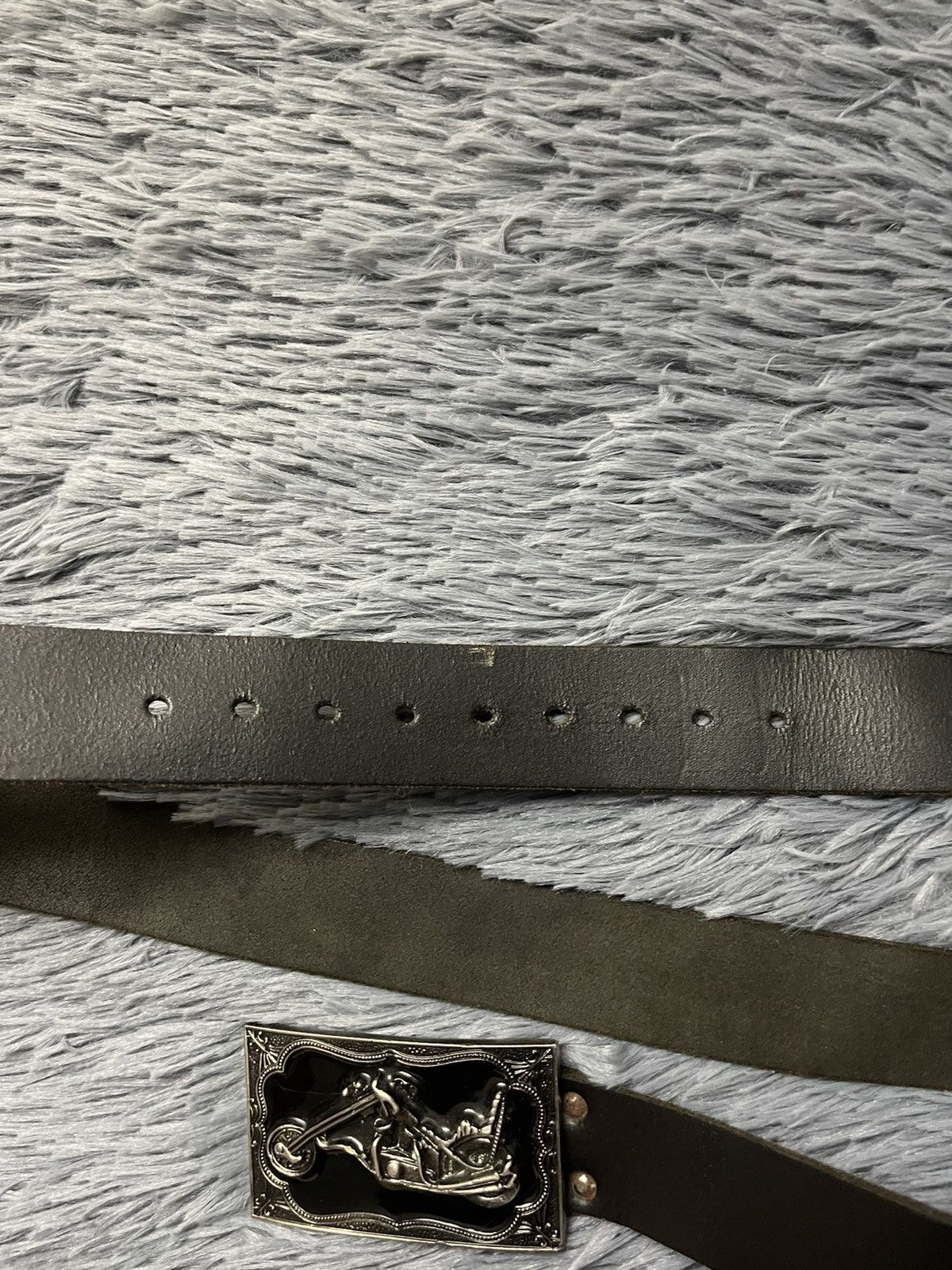 Cowboy Equipment × Genuine Leather × Vintage Vintage 90s biker motorcycle logo real leather belt Size 32 - 4 Thumbnail