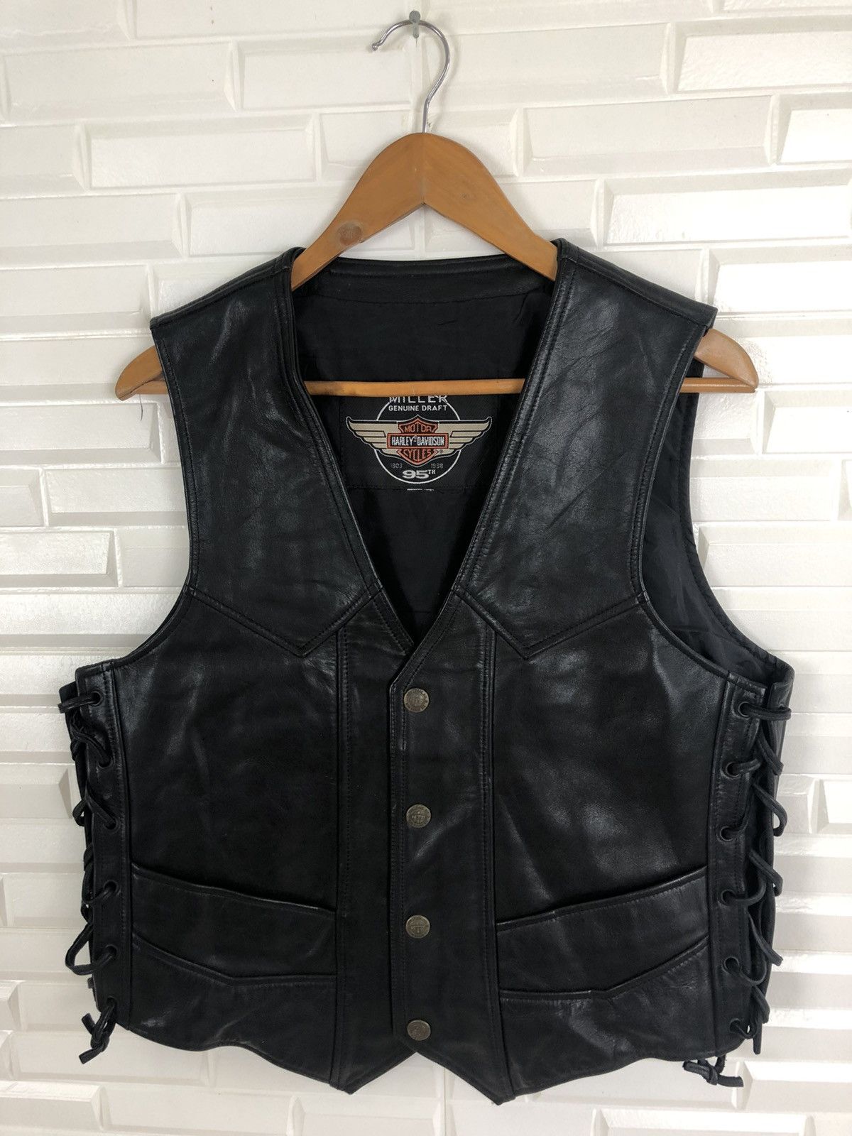 Harley Davidson HARLEY DAVIDSON LEATHER VEST Size US M / EU 48-50 / 2 - 6 Thumbnail