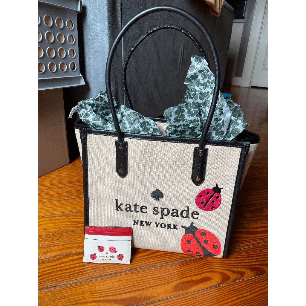 Kate Spade Women's Ella Small Ladybug Tote Bag, Natural