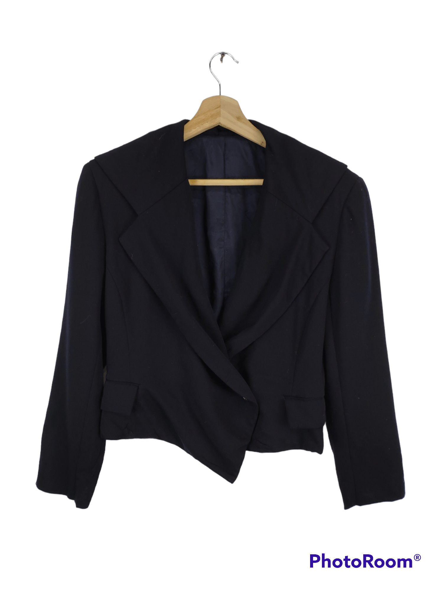 Designer × Japanese Brand Vintage Wool Crop Top Blazer Shawl Collar Size M / US 6-8 / IT 42-44 - 1 Thumbnail