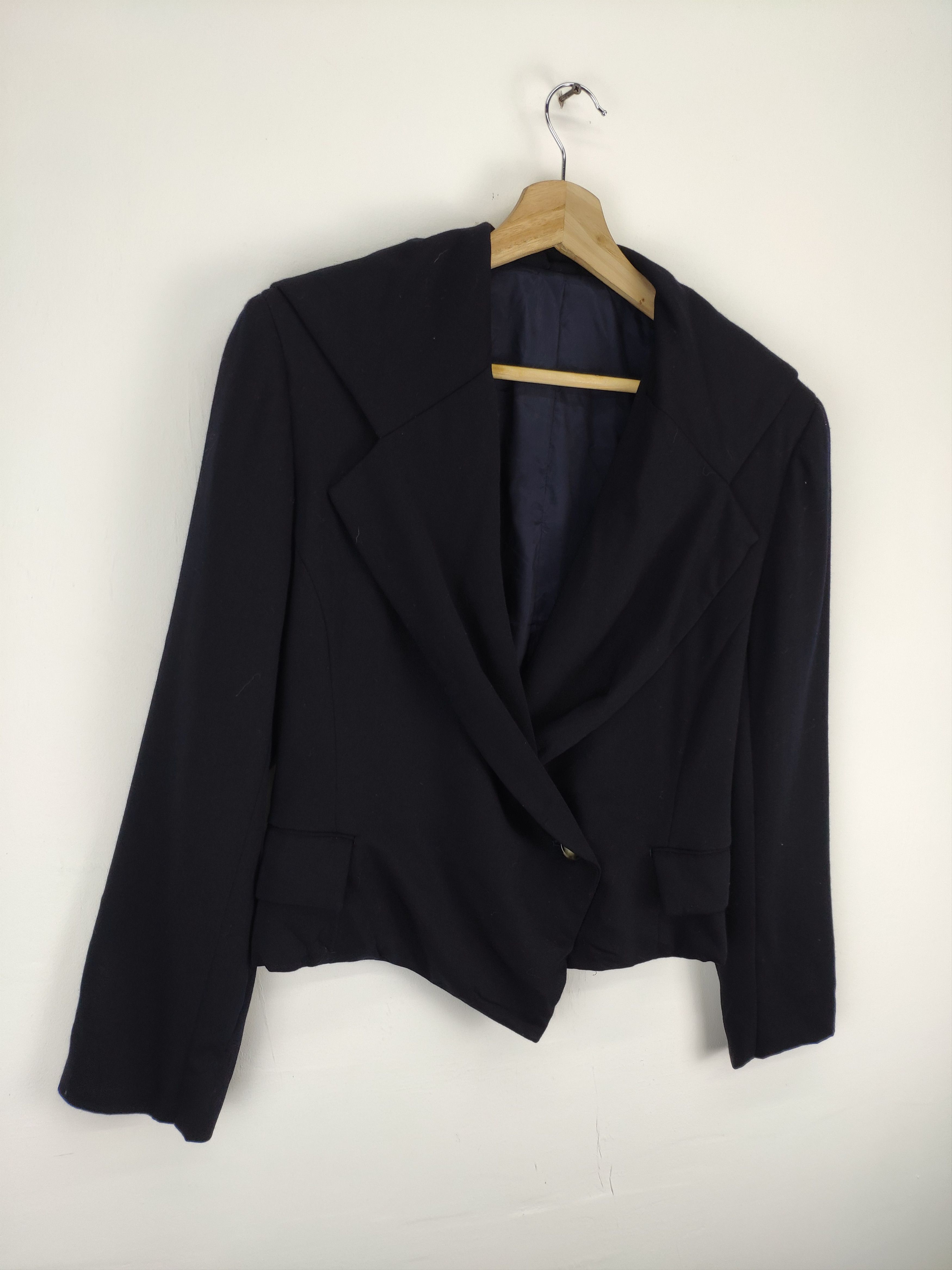 Designer × Japanese Brand Vintage Wool Crop Top Blazer Shawl Collar Size M / US 6-8 / IT 42-44 - 3 Thumbnail