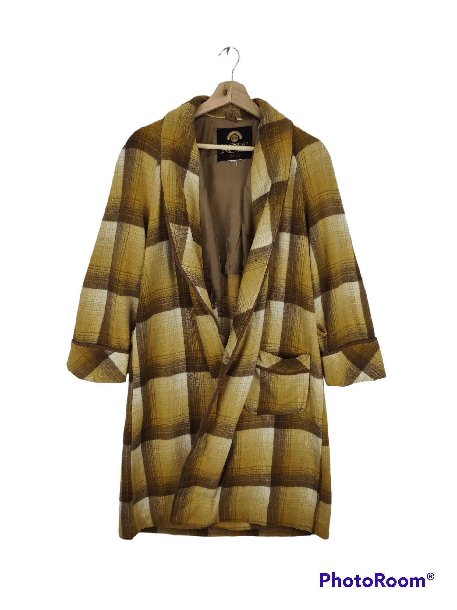 Japanese Brand Vintage Wool Cardigan Dress Gown Checkered Size M / US 6-8 / IT 42-44 - 1 Thumbnail