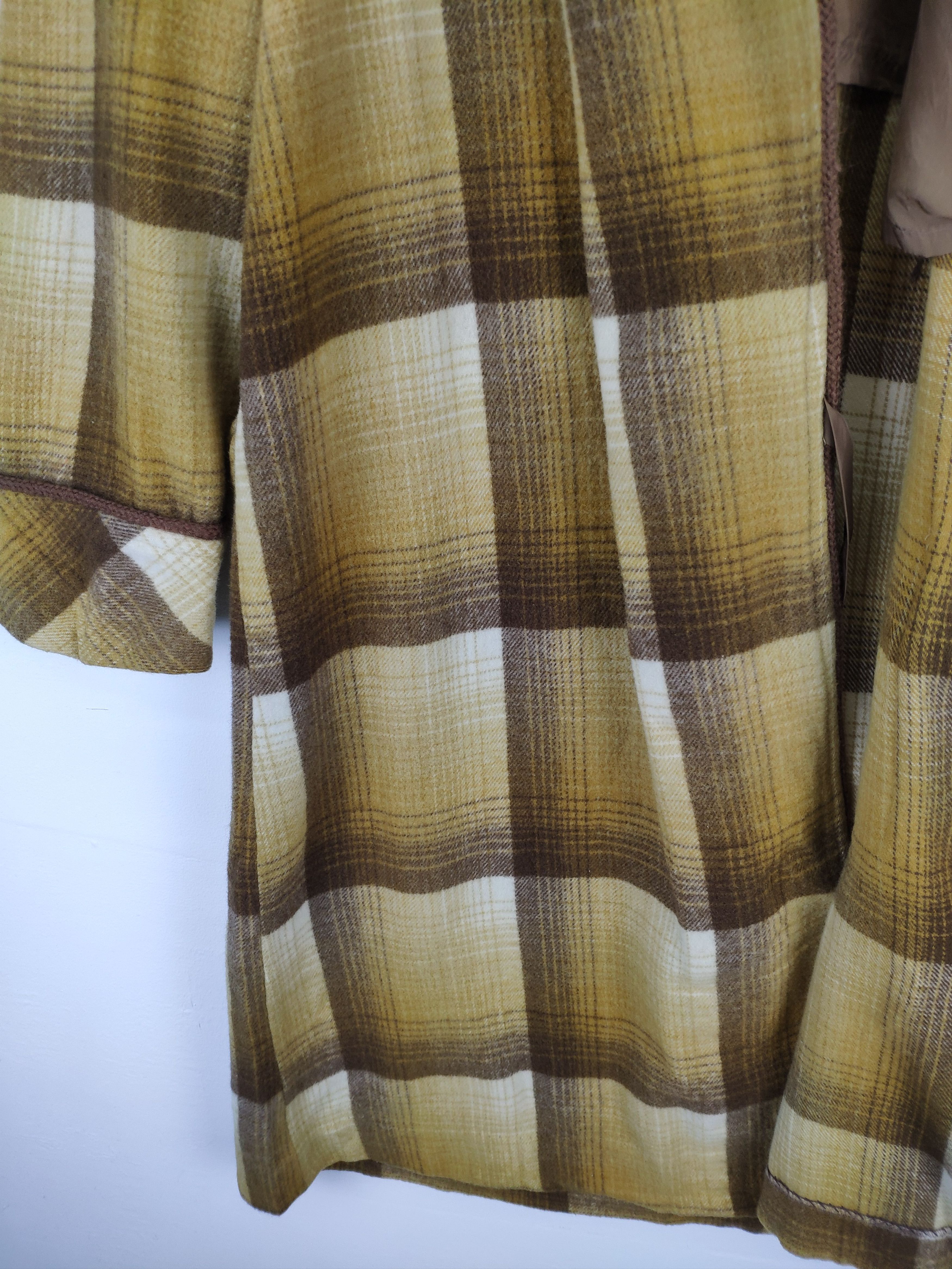 Japanese Brand Vintage Wool Cardigan Dress Gown Checkered Size M / US 6-8 / IT 42-44 - 7 Thumbnail