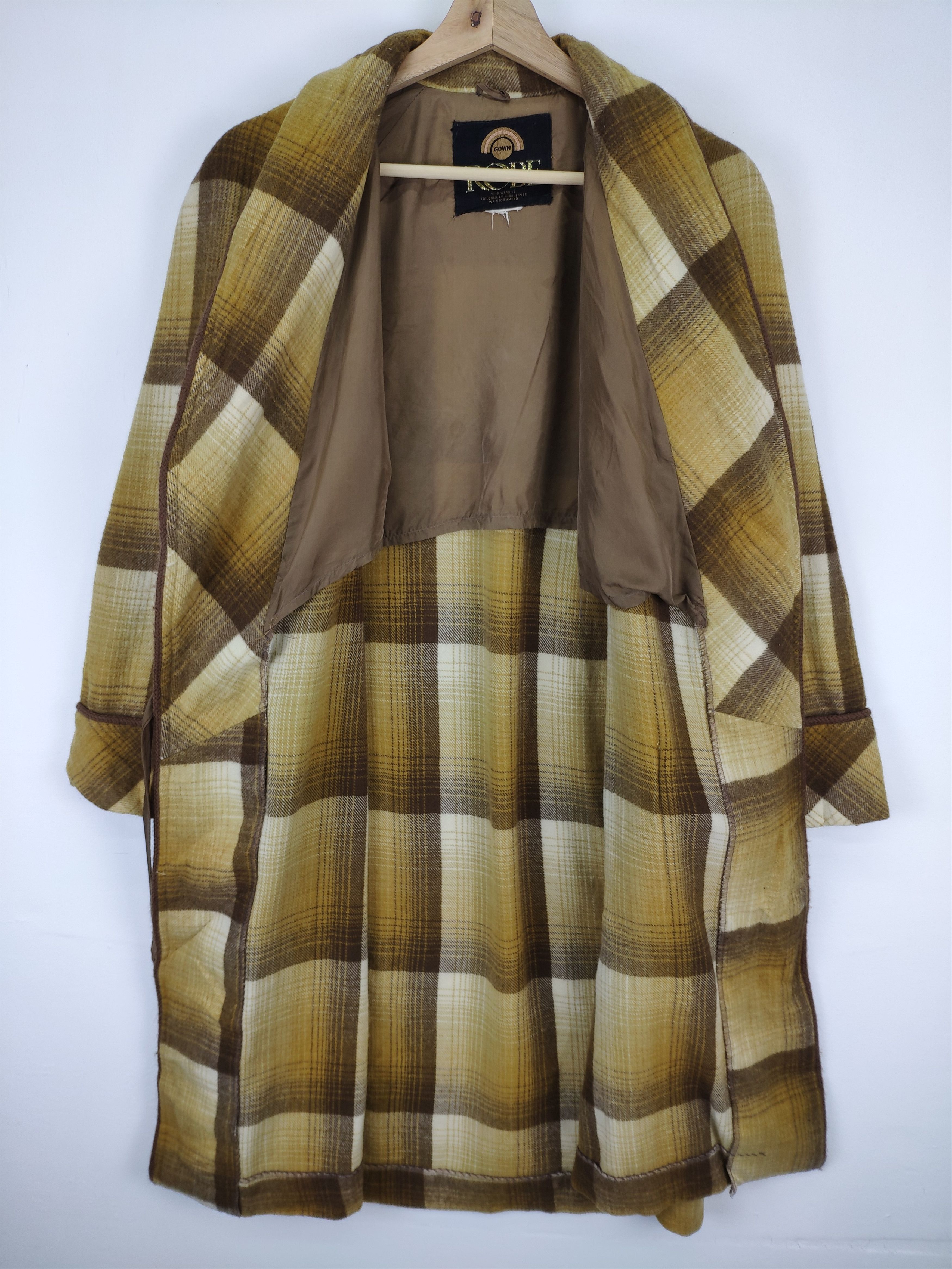 Japanese Brand Vintage Wool Cardigan Dress Gown Checkered Size M / US 6-8 / IT 42-44 - 8 Thumbnail