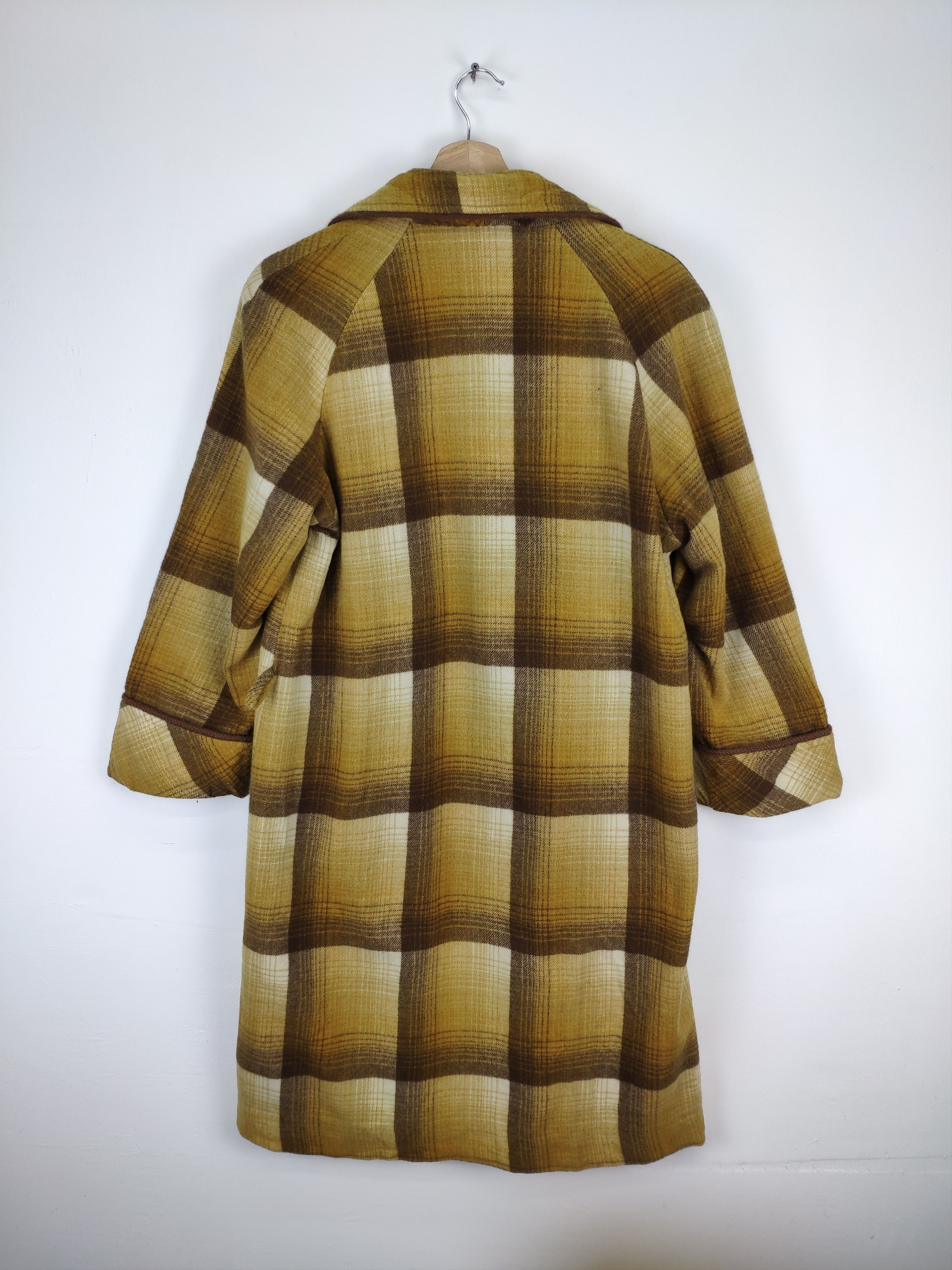 Japanese Brand Vintage Wool Cardigan Dress Gown Checkered Size M / US 6-8 / IT 42-44 - 14 Thumbnail