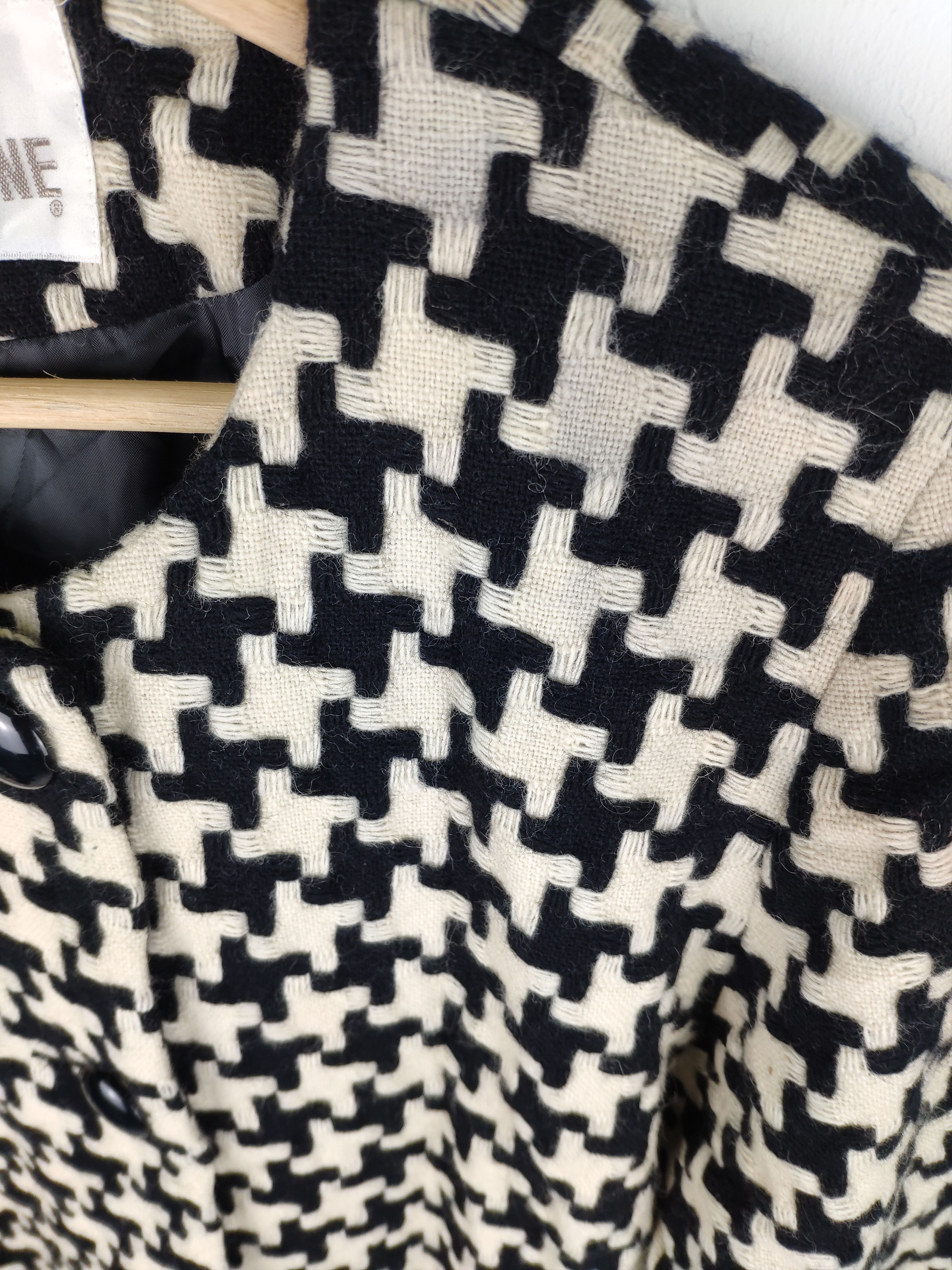 Japanese Brand × Vintage Steal 💥 Vintage Houndstooth Wool Coat By Michelline Size S / US 4 / IT 40 - 3 Thumbnail