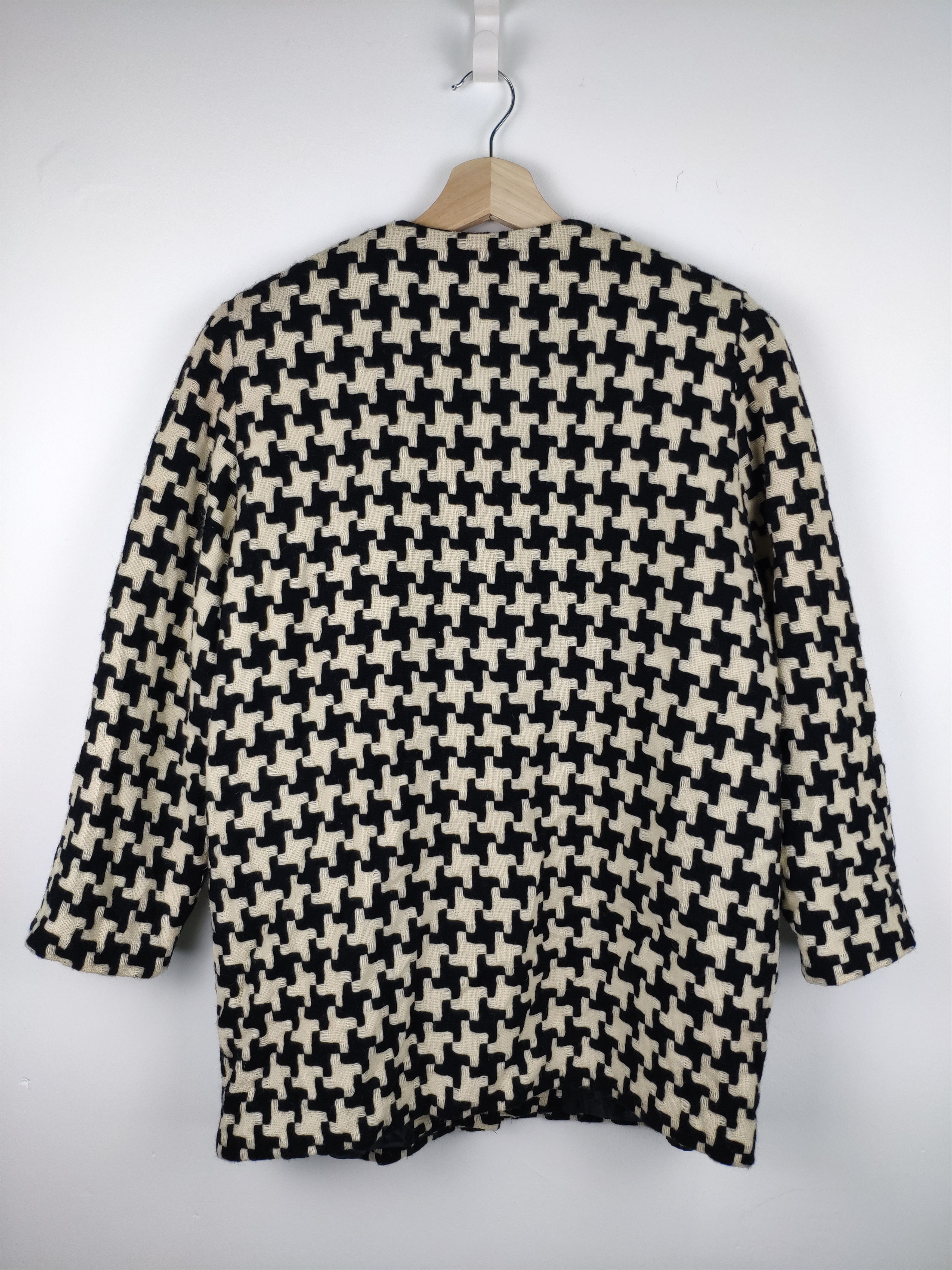 Japanese Brand × Vintage Steal 💥 Vintage Houndstooth Wool Coat By Michelline Size S / US 4 / IT 40 - 6 Thumbnail