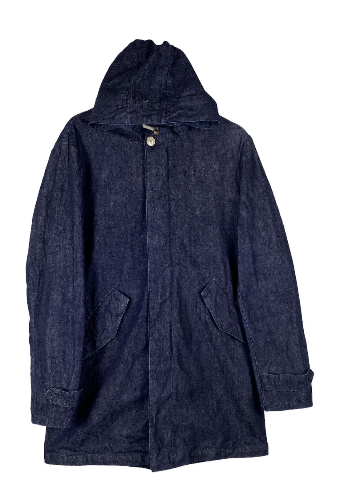 Japanese Brand PMDS Premium Mood Denim Superior Hoodie Denim Coats Jacket Size US L / EU 52-54 / 3 - 1 Thumbnail
