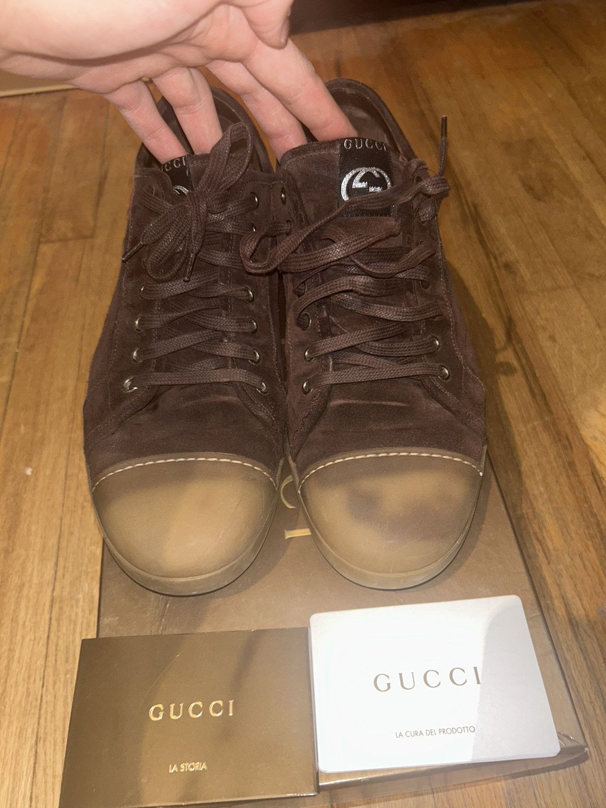 Gucci brown suede low tops