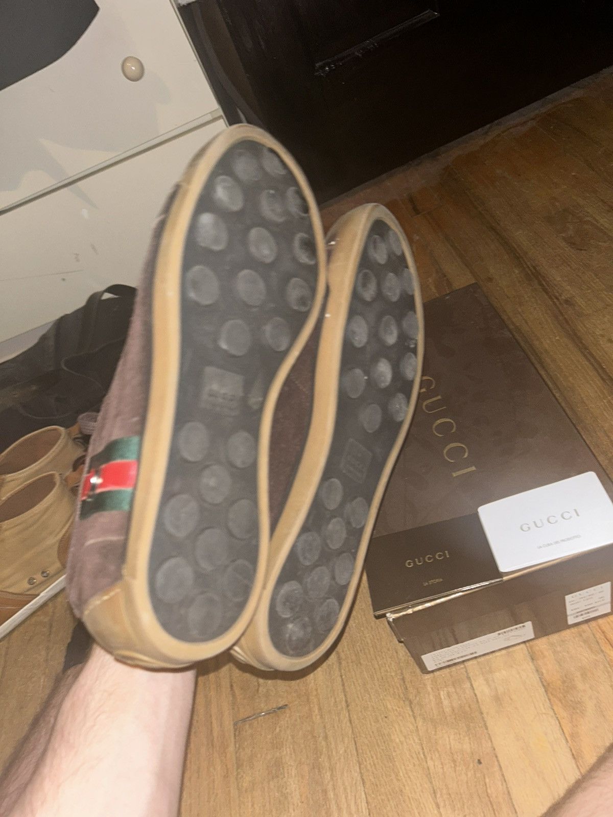 Gucci brown suede low tops