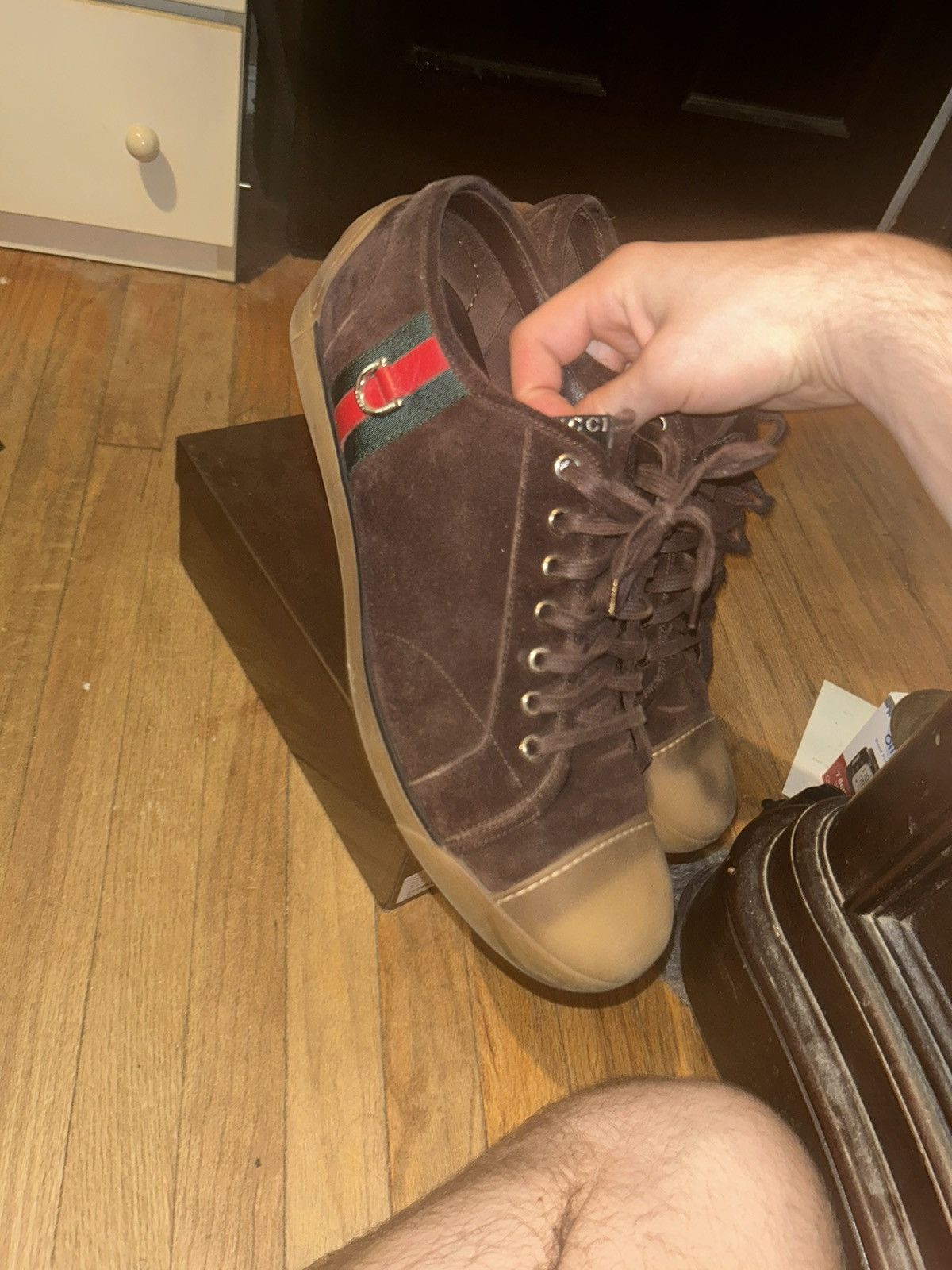 Gucci brown suede low tops