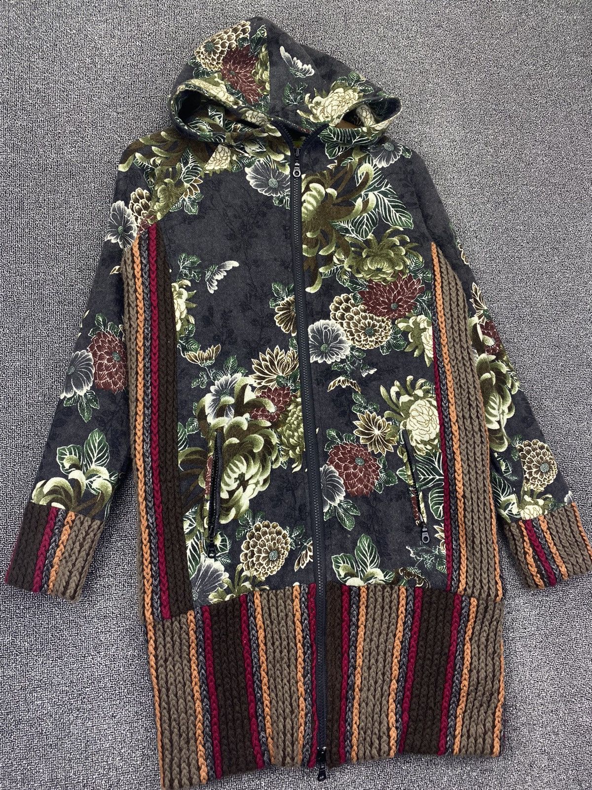 Japanese Brand Vintage Glamdy Full Flower Hooded Knitted Long Jacket Size M / US 6-8 / IT 42-44 - 2 Thumbnail