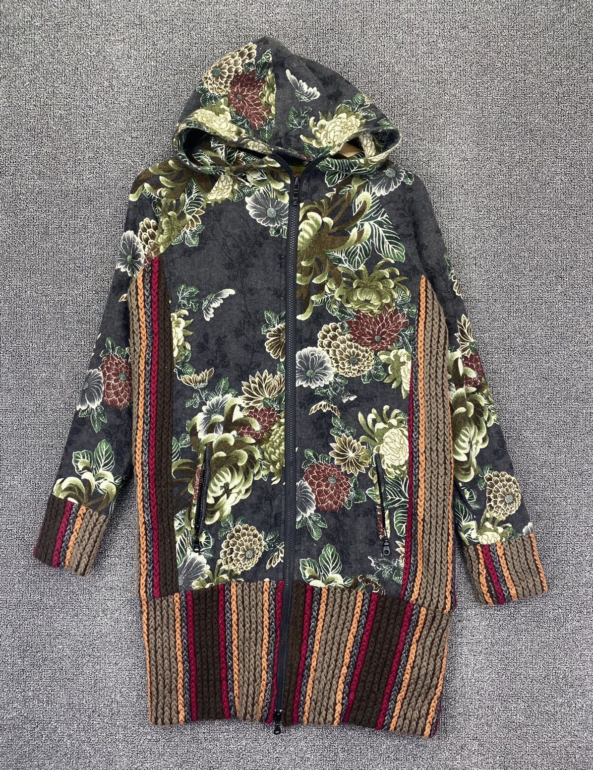 Japanese Brand Vintage Glamdy Full Flower Hooded Knitted Long Jacket Size M / US 6-8 / IT 42-44 - 1 Thumbnail